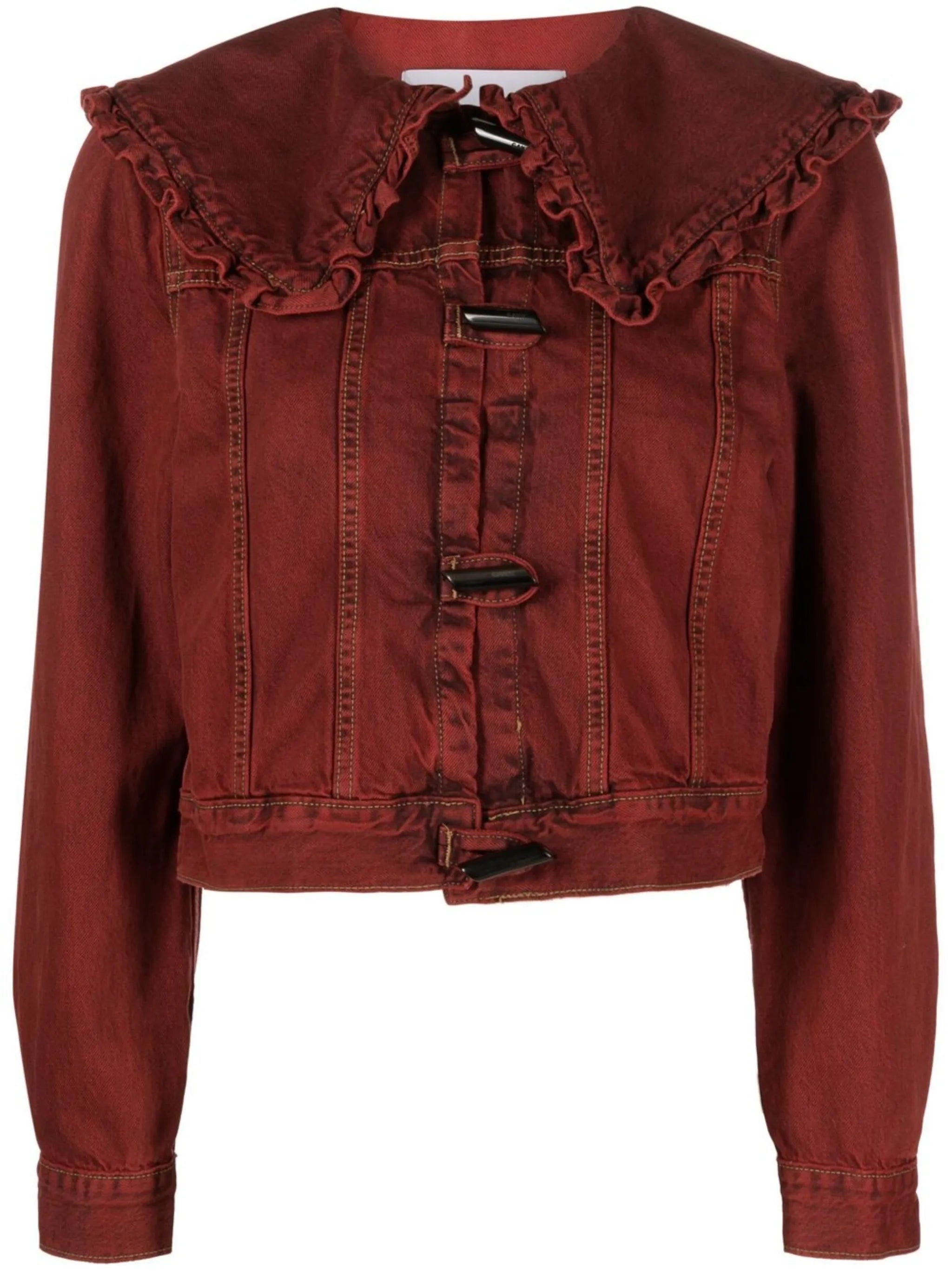 oversize-collar denim jacket
