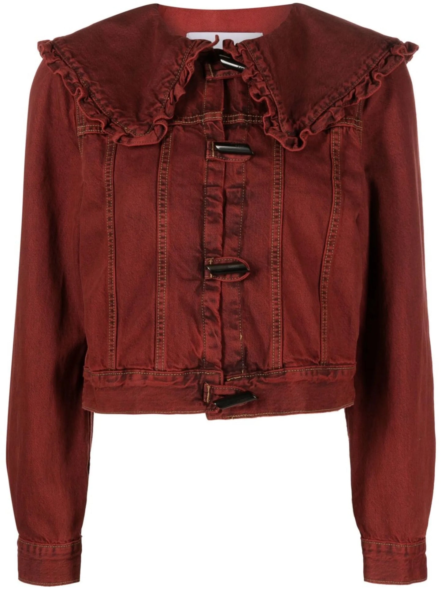 oversize-collar denim jacket