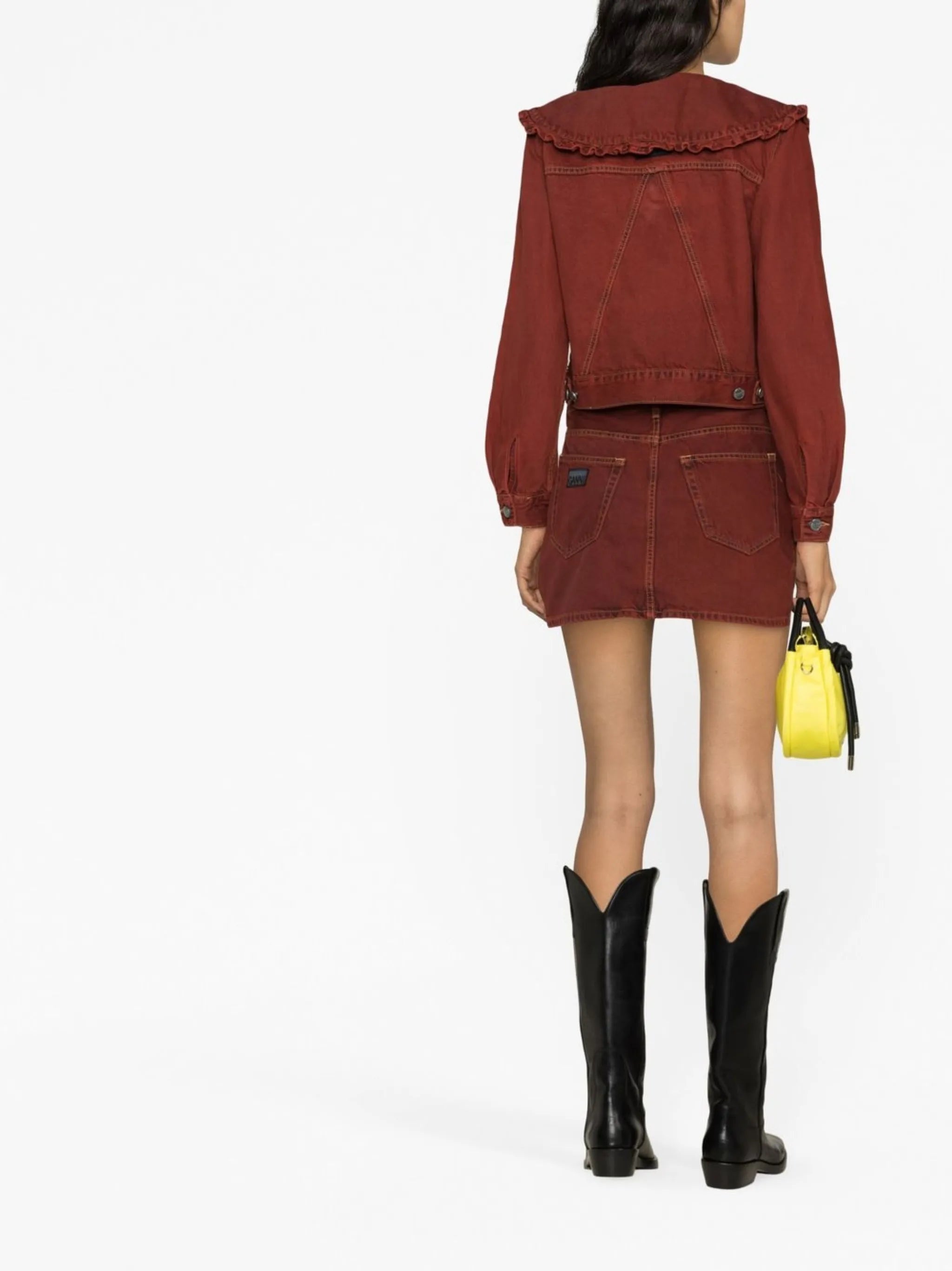 oversize-collar denim jacket