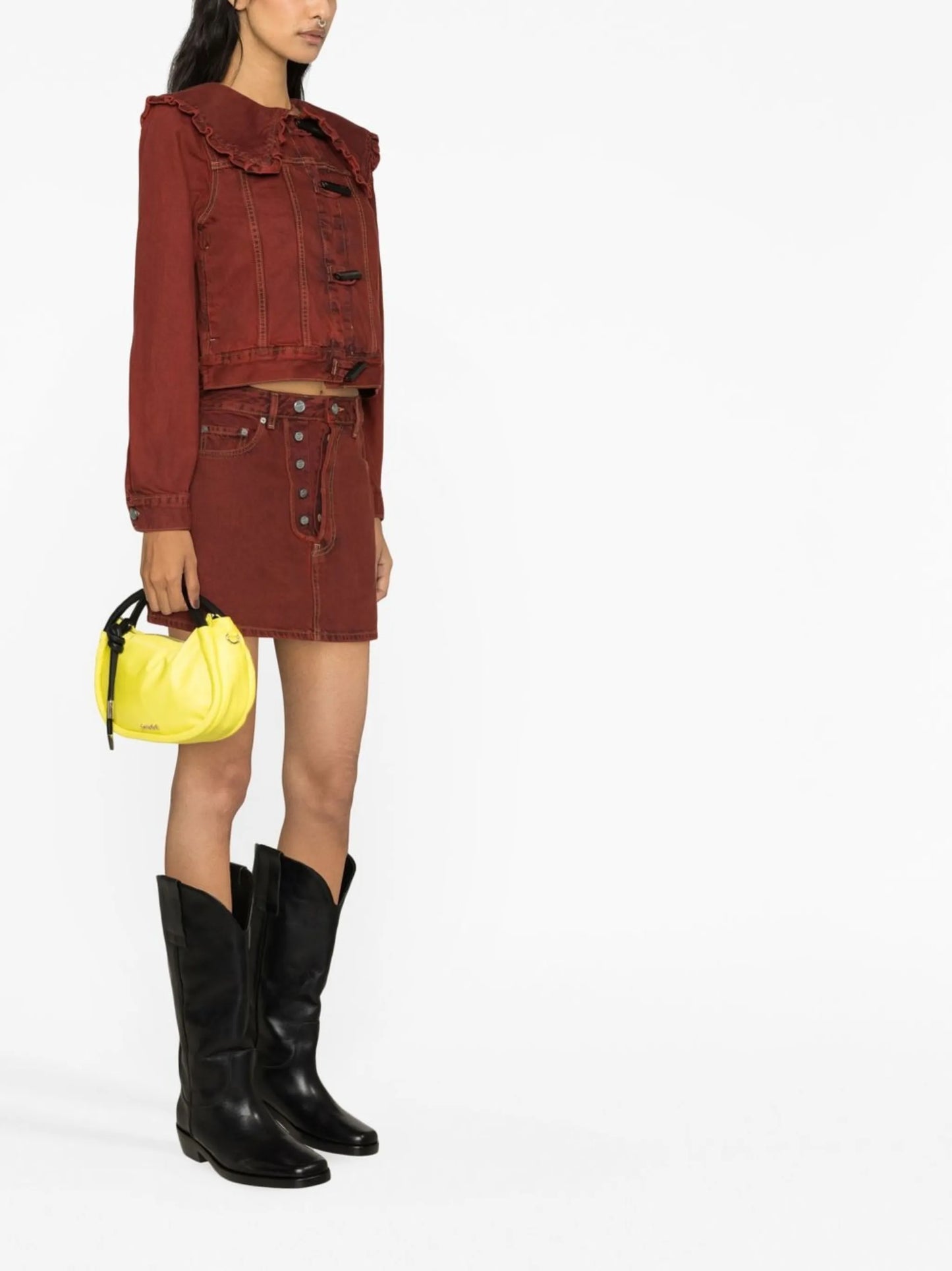 oversize-collar denim jacket