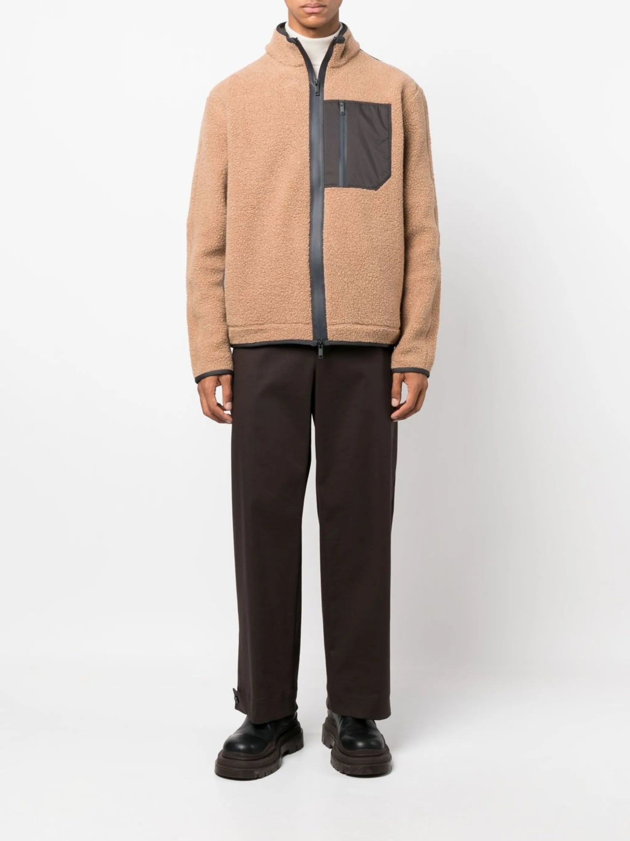 chest-pocket shearling jacket
