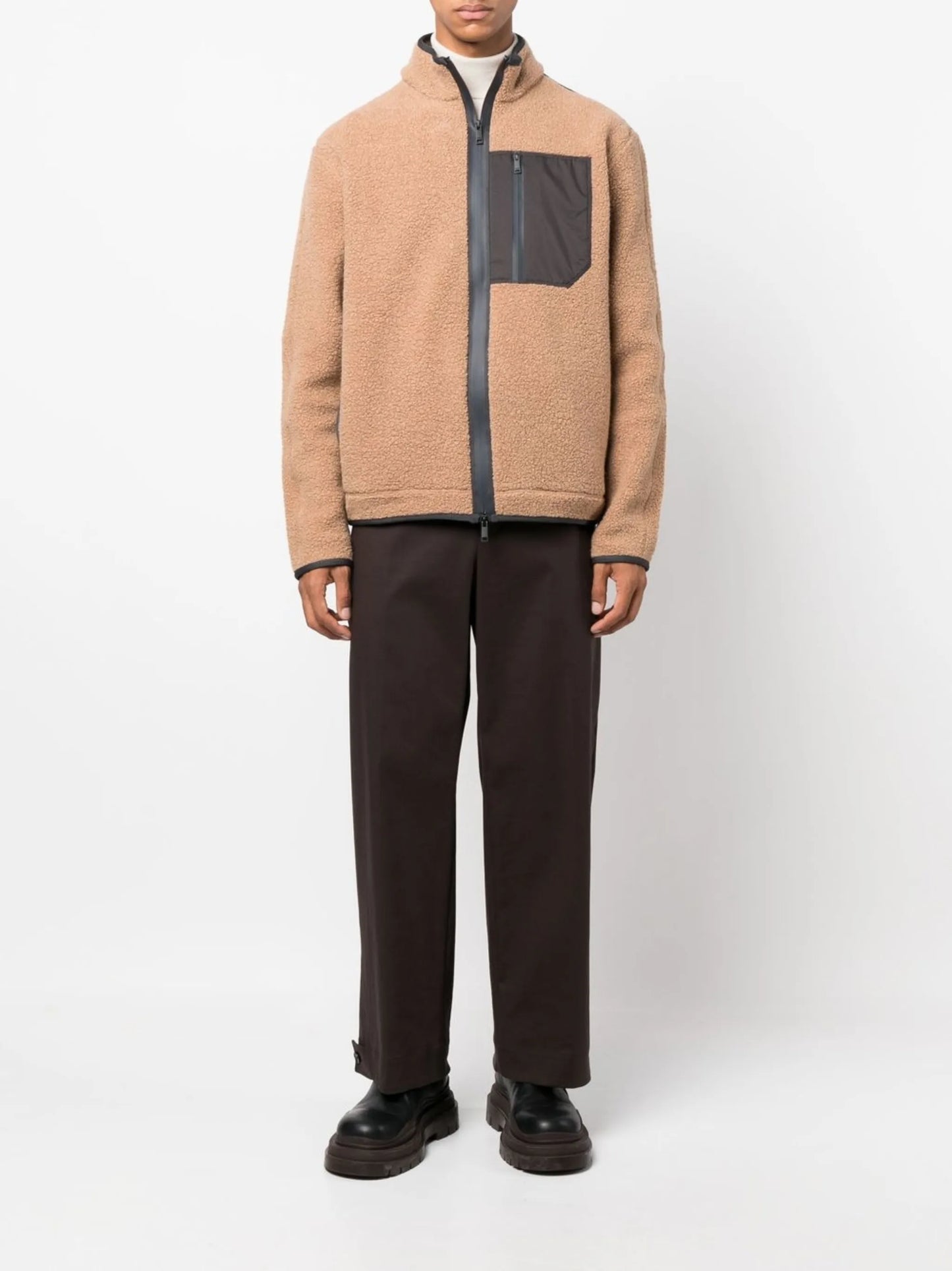 chest-pocket shearling jacket