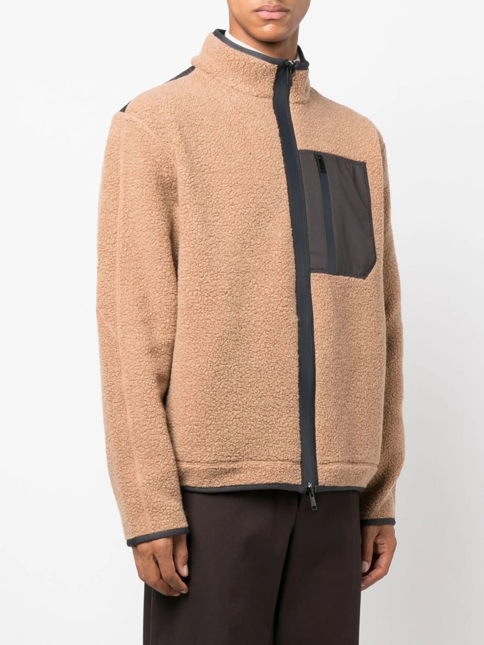 chest-pocket shearling jacket