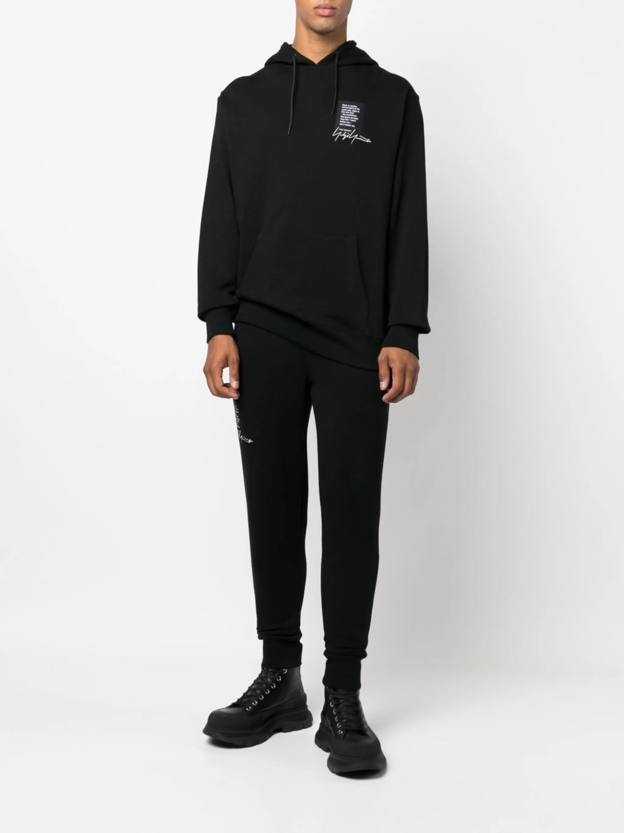quote-patch drawstring hoodie