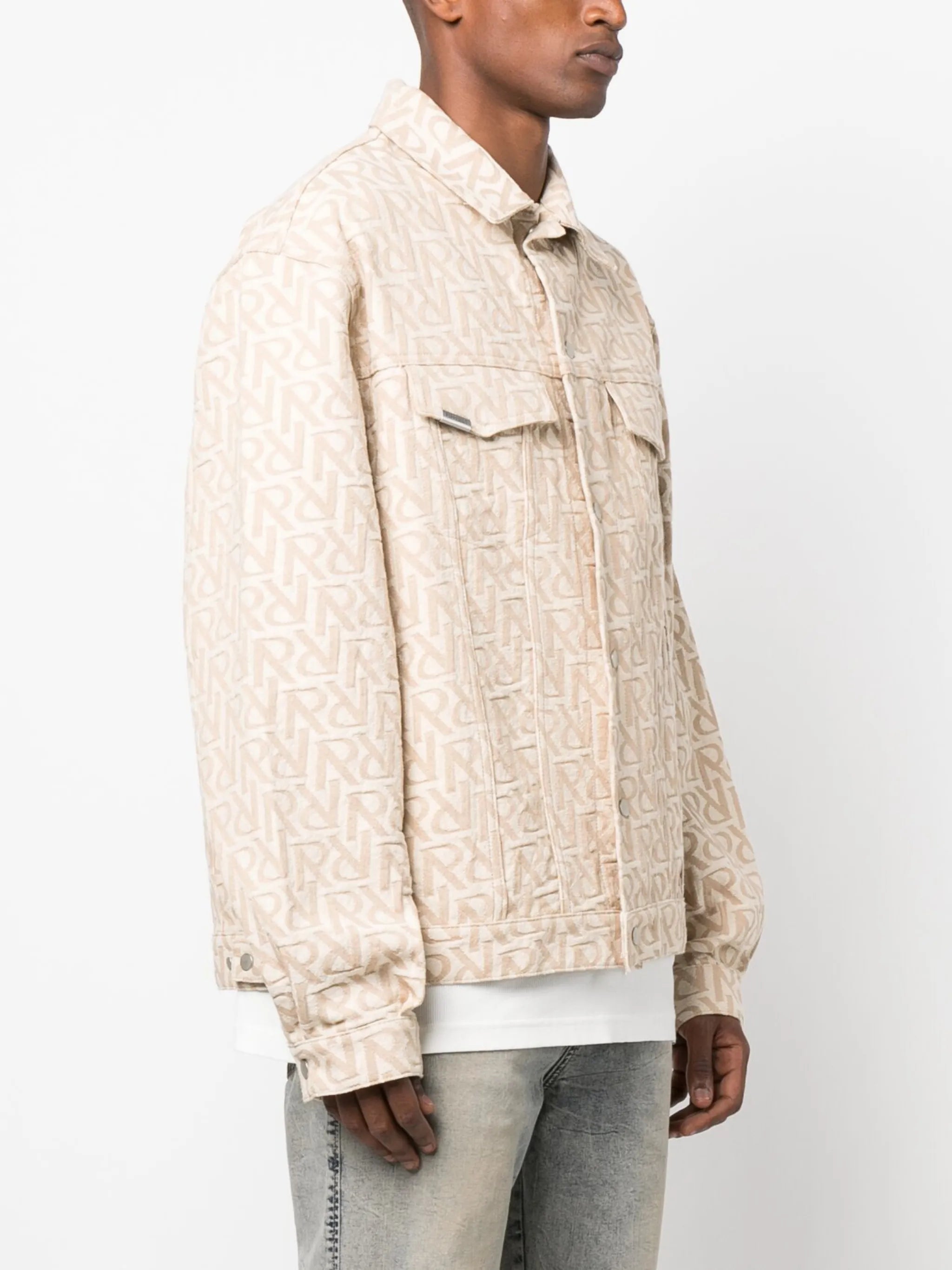 Initial-print denim jacket
