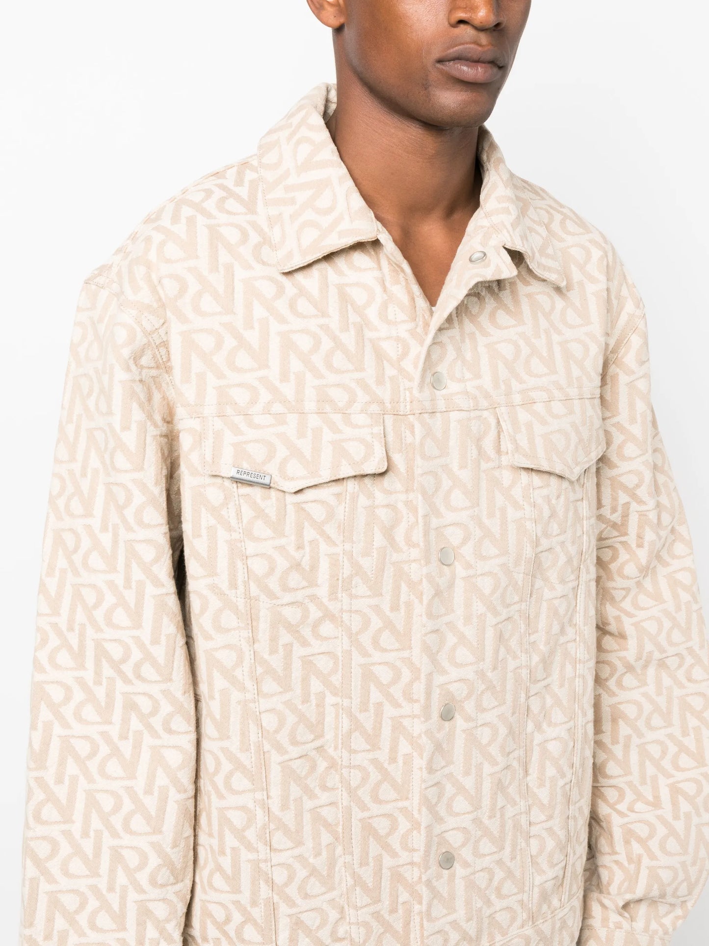 Initial-print denim jacket