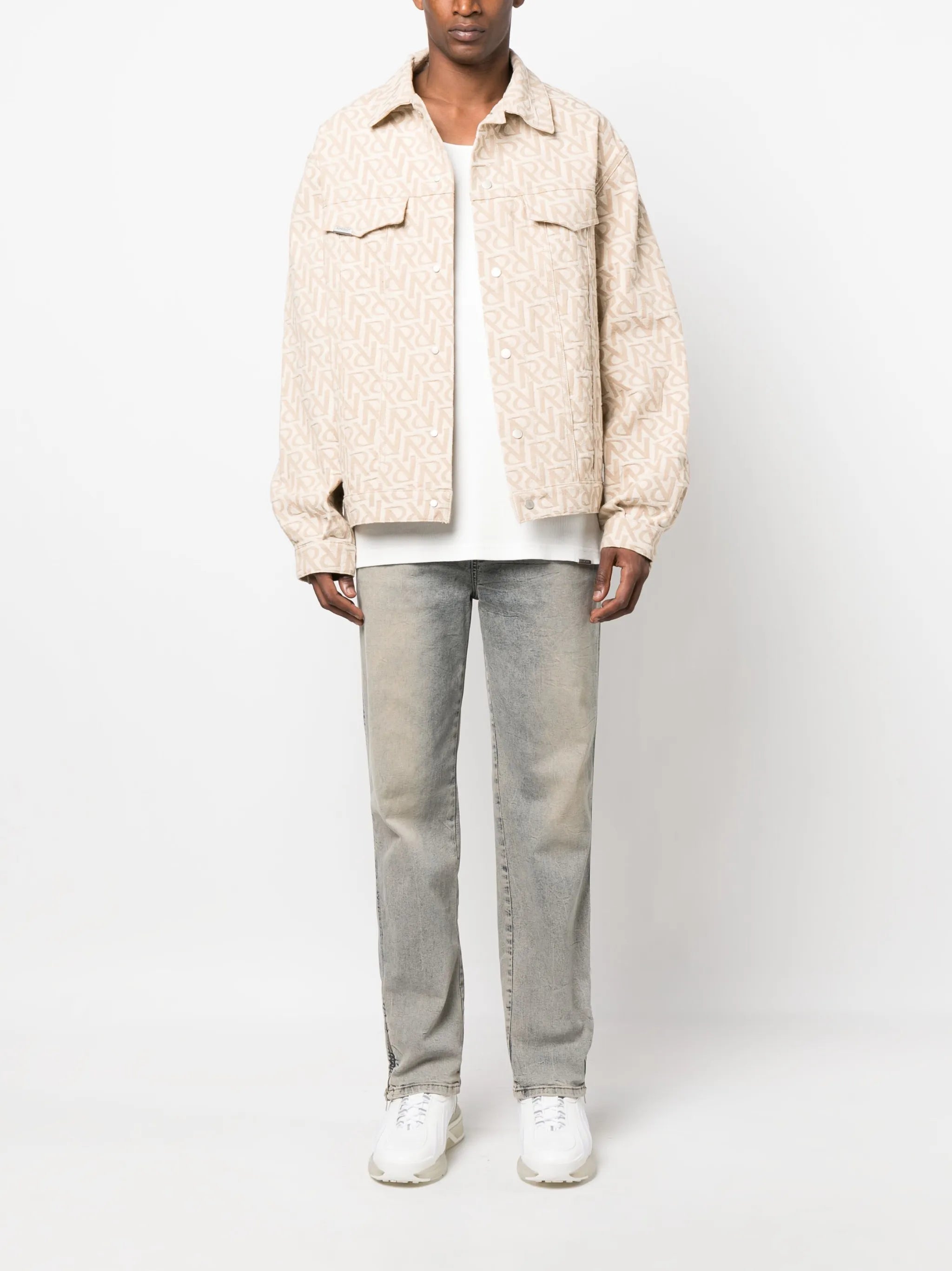 Initial-print denim jacket