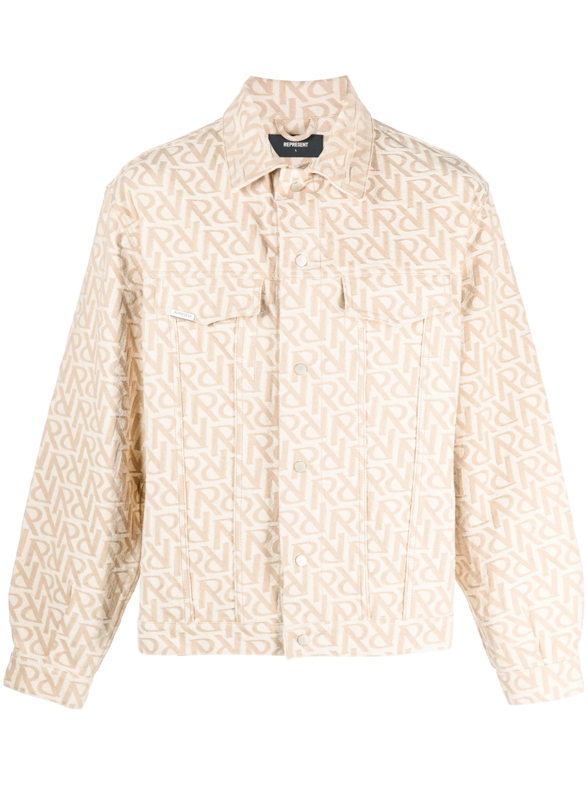 Initial-print denim jacket