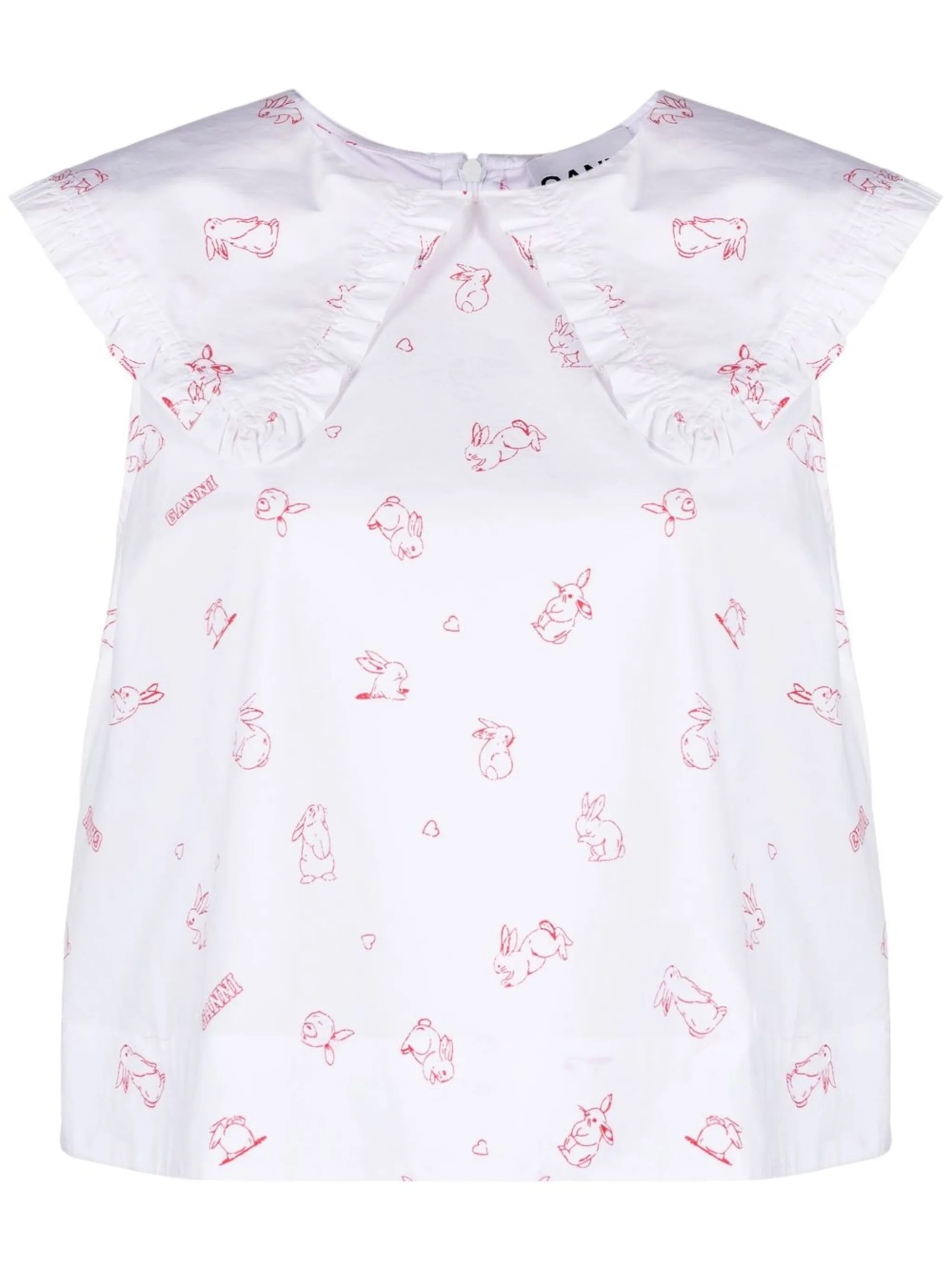 bunny-print collared blouse