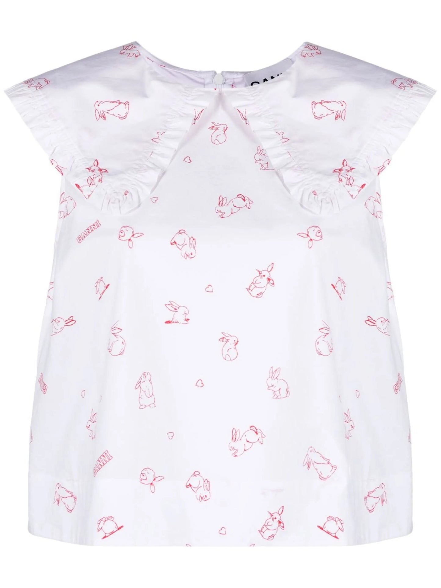 bunny-print collared blouse