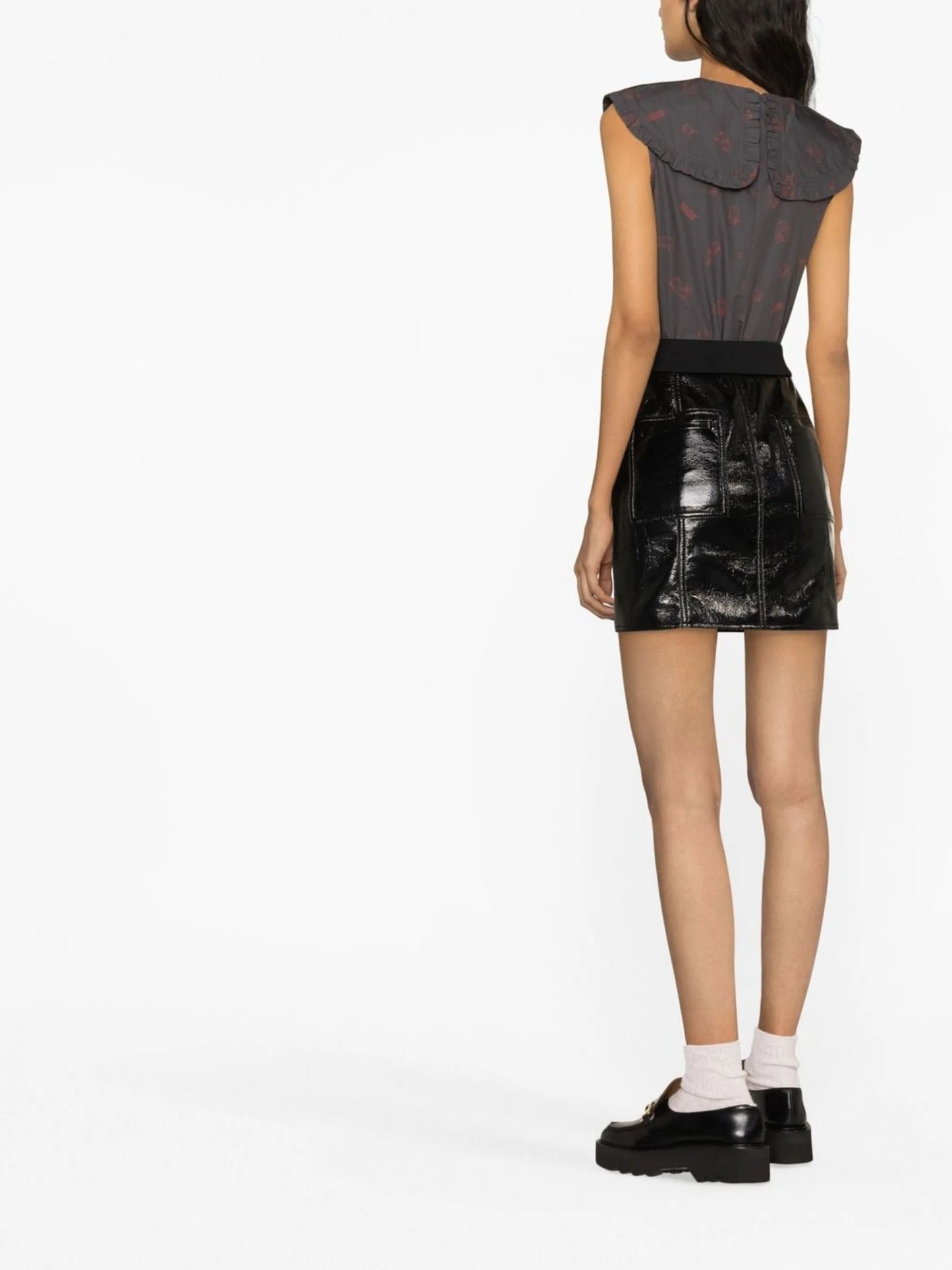 bunny-print collared blouse