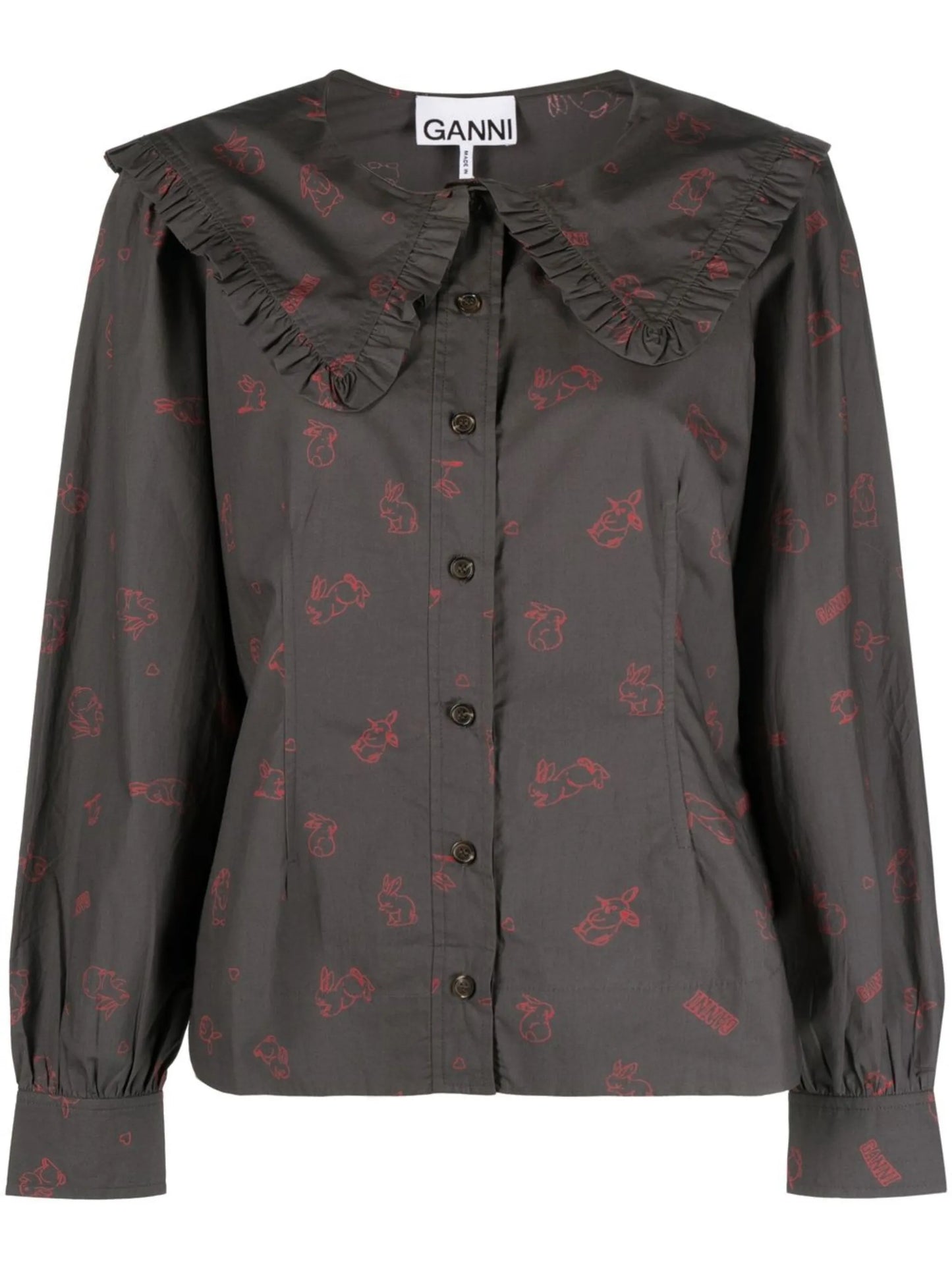 bunny-print long-sleeve blouse