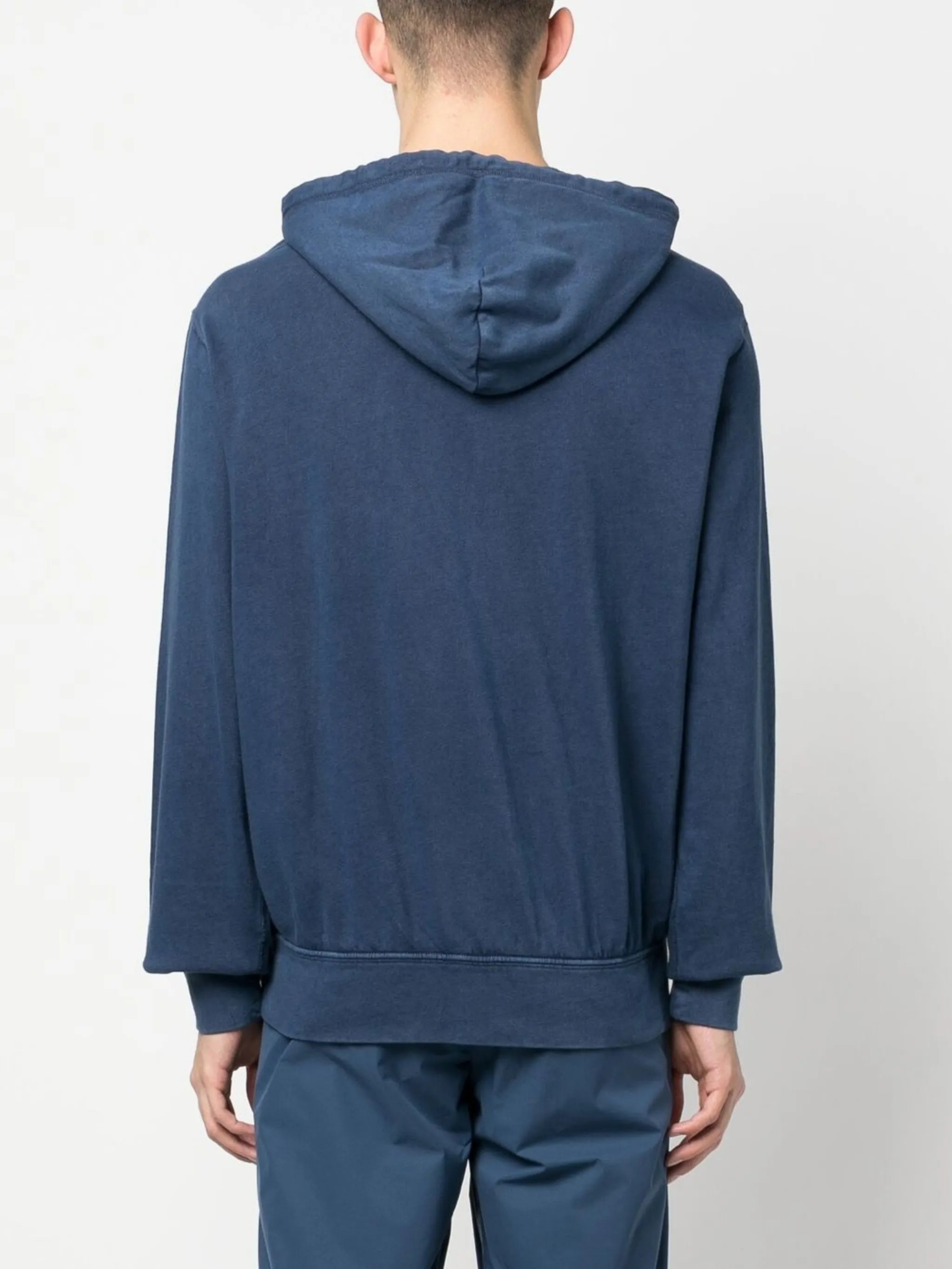 logo-embroidered zip-up drawstring hoodie