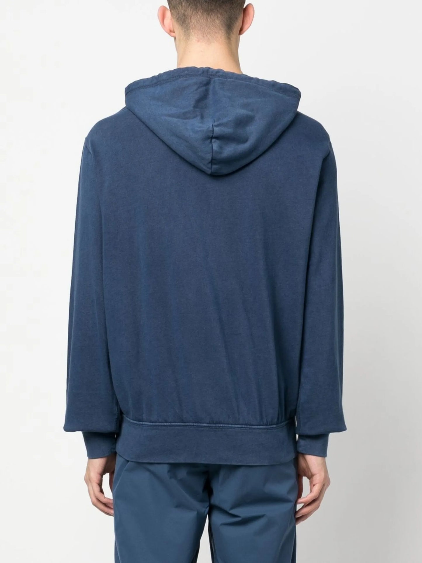 logo-embroidered zip-up drawstring hoodie