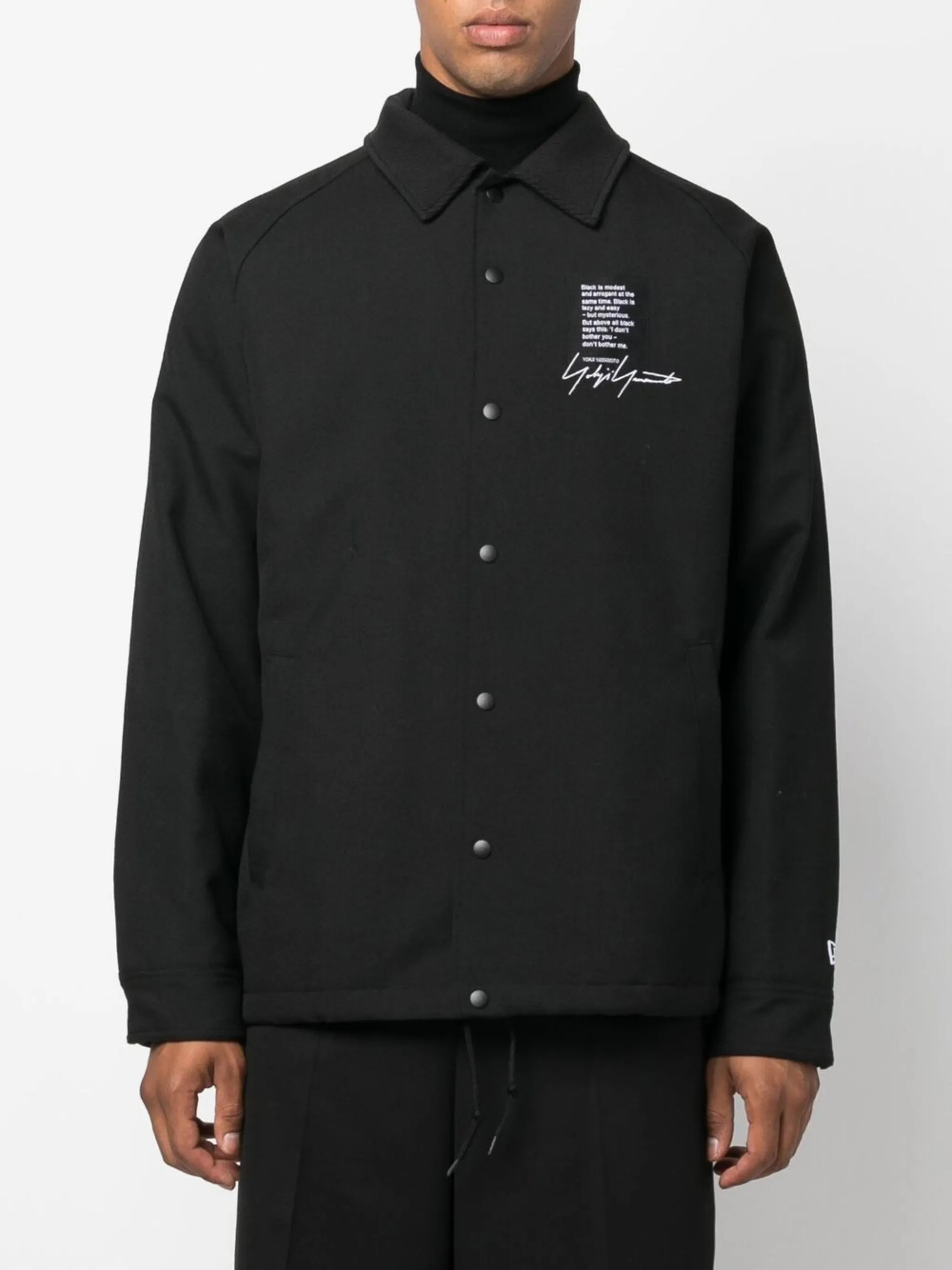 logo-print wool shirt jacket