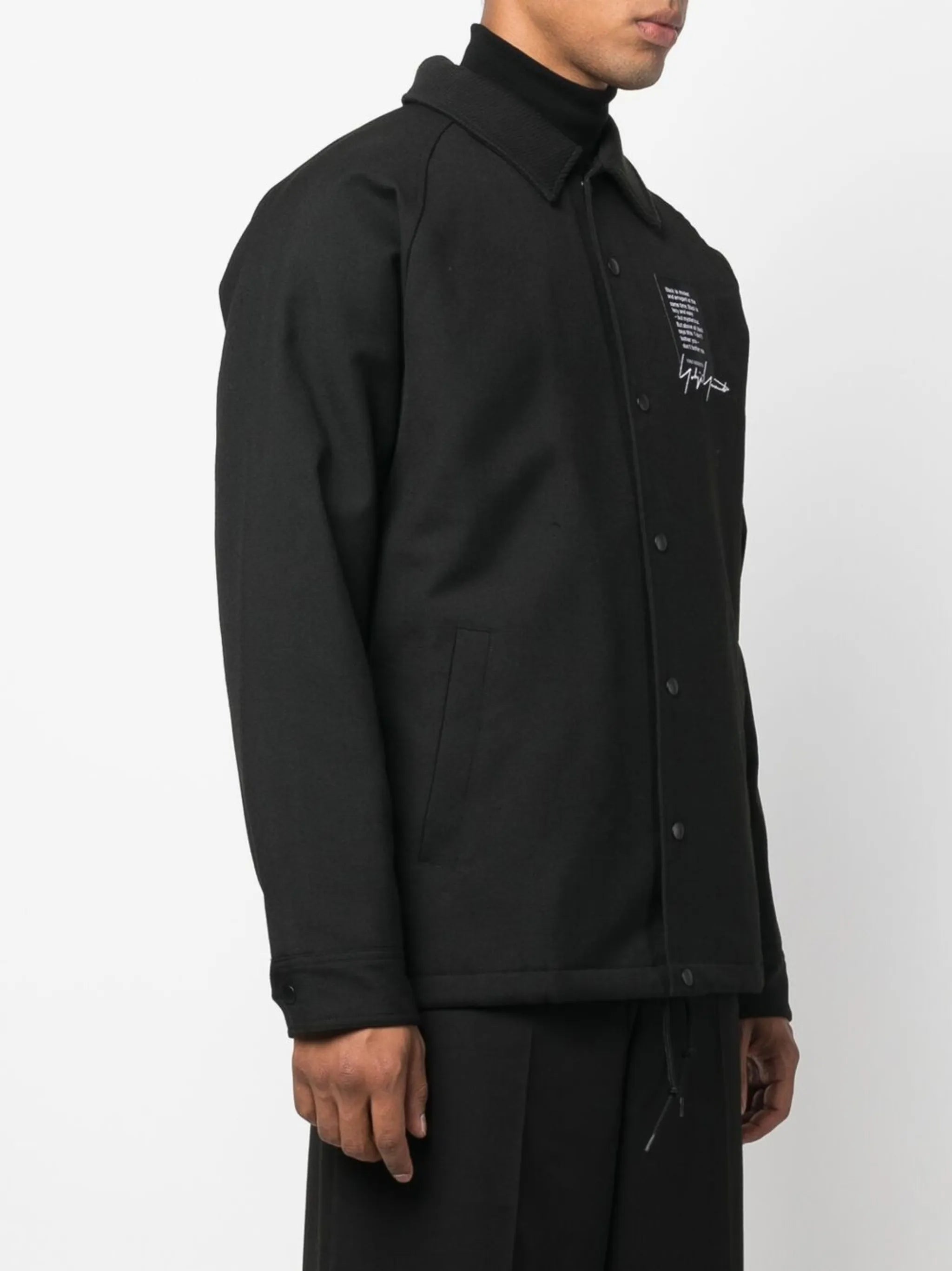 logo-print wool shirt jacket