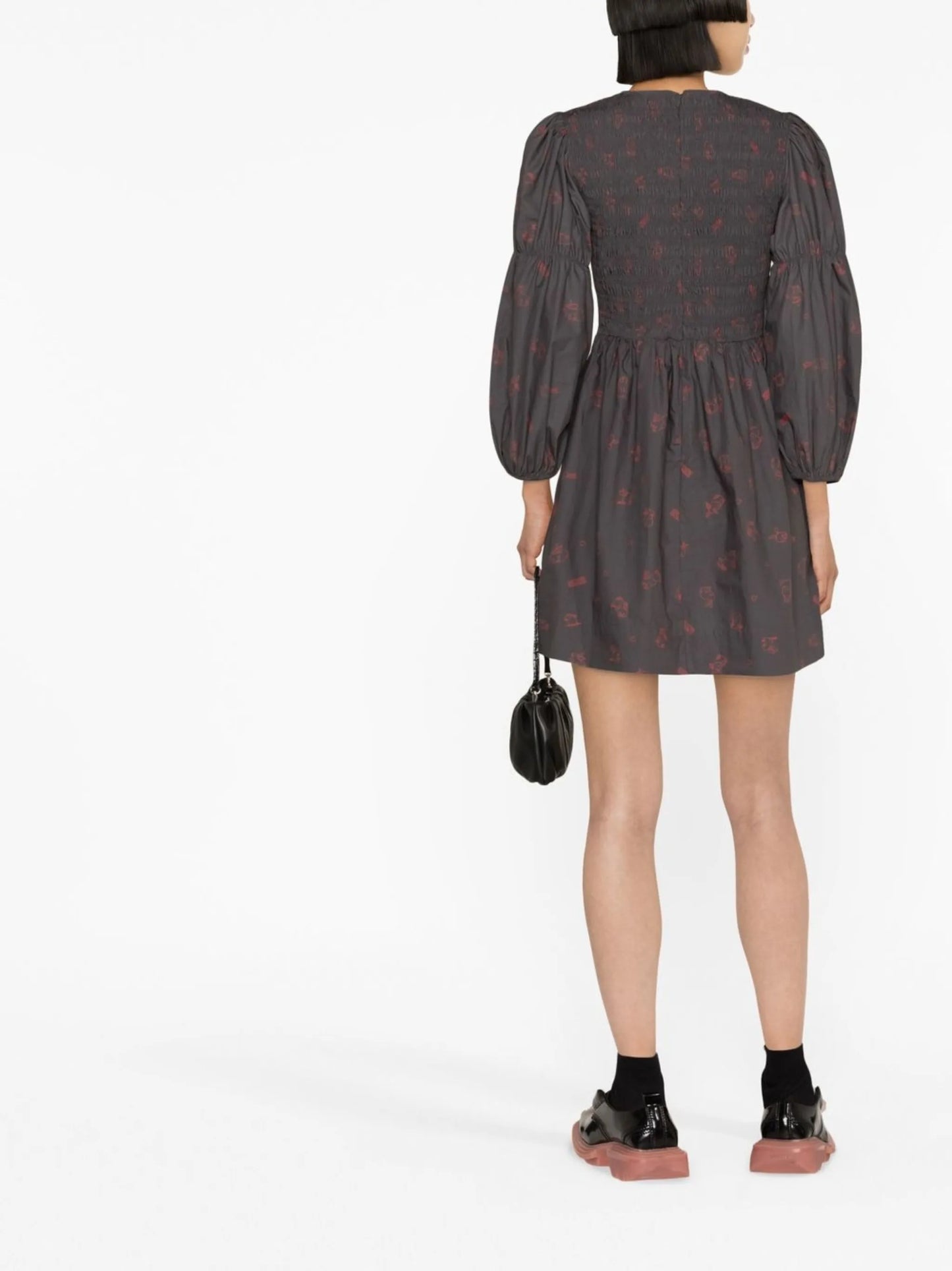 bunny-print long-sleeve dress