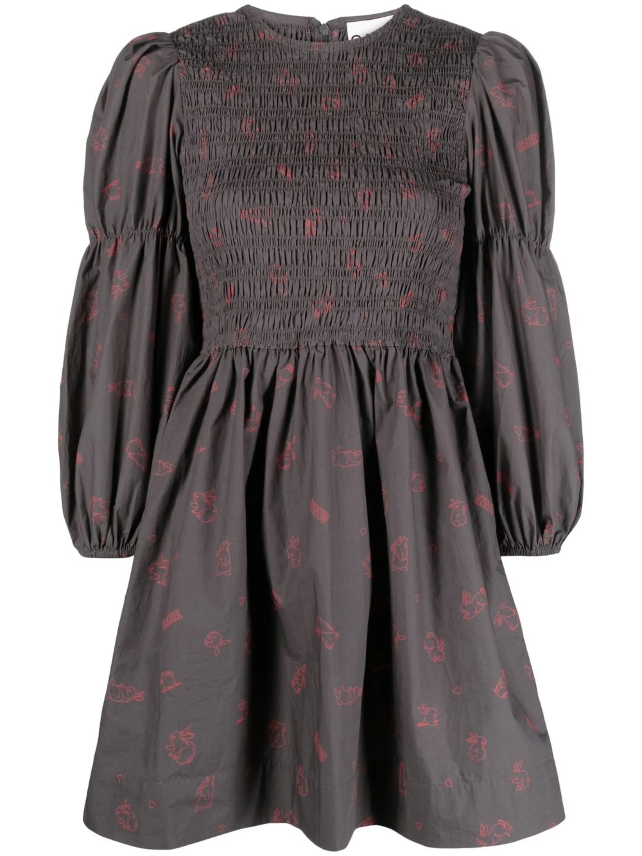 bunny-print long-sleeve dress