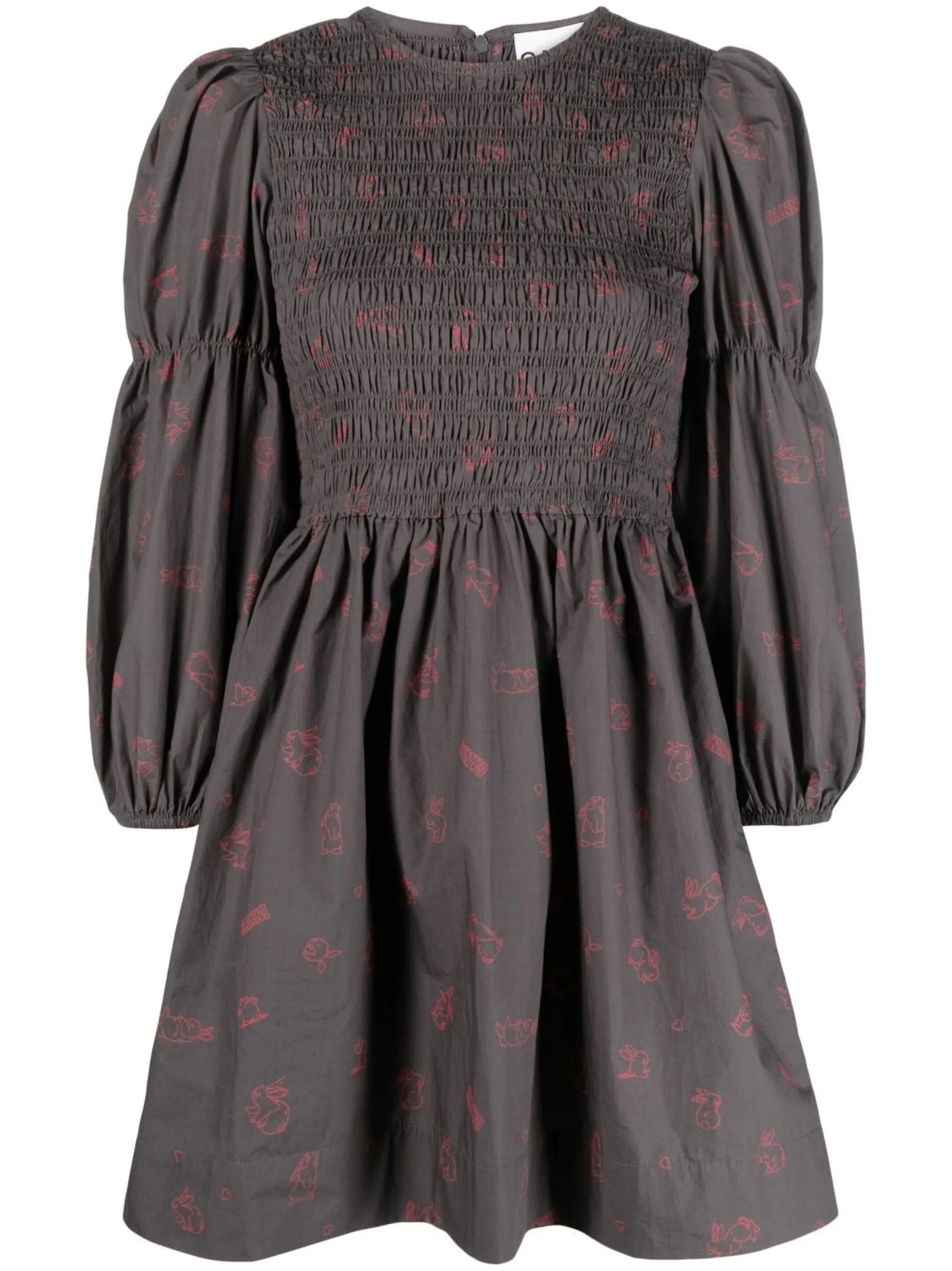 bunny-print long-sleeve dress