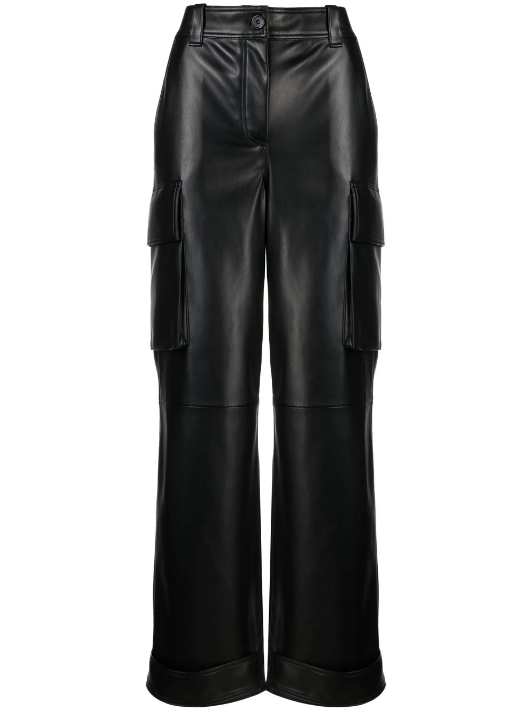 Asha faux-leather straight leg trousers