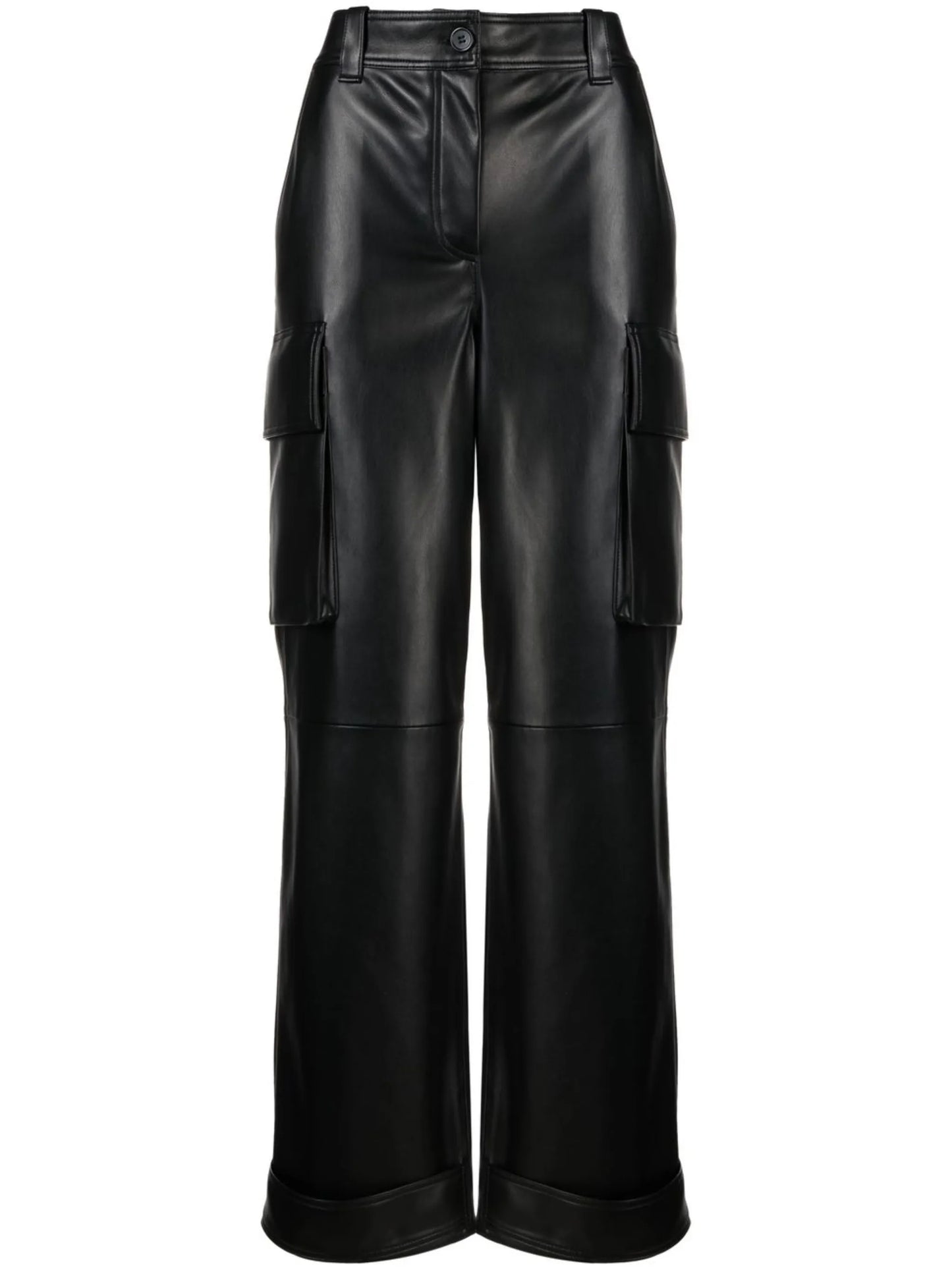 Asha faux-leather straight leg trousers