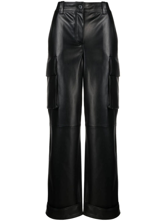 Asha faux-leather straight leg trousers