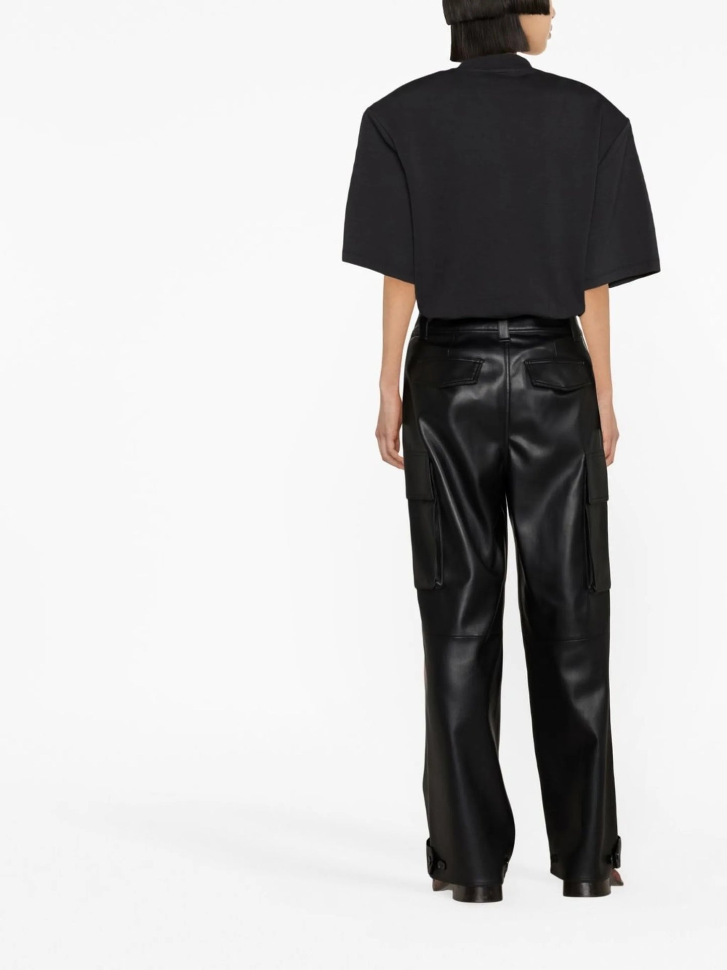 Asha faux-leather straight leg trousers