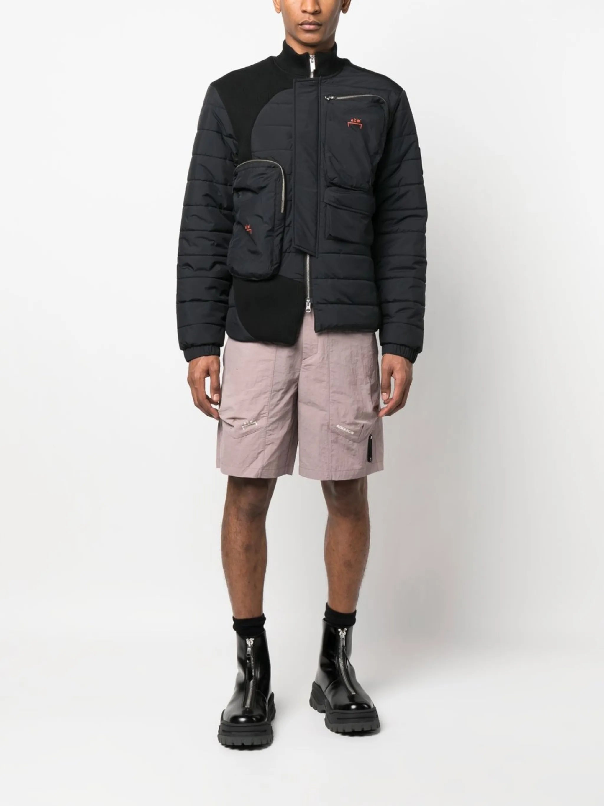 logo-print asymmetric padded jacket