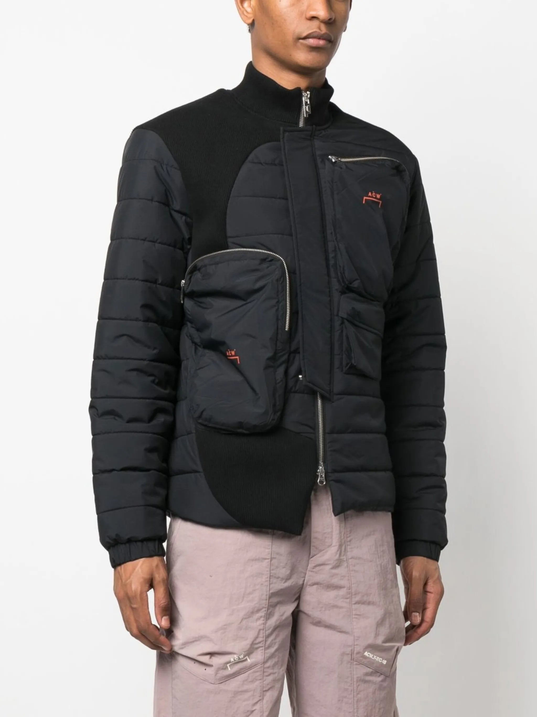 logo-print asymmetric padded jacket
