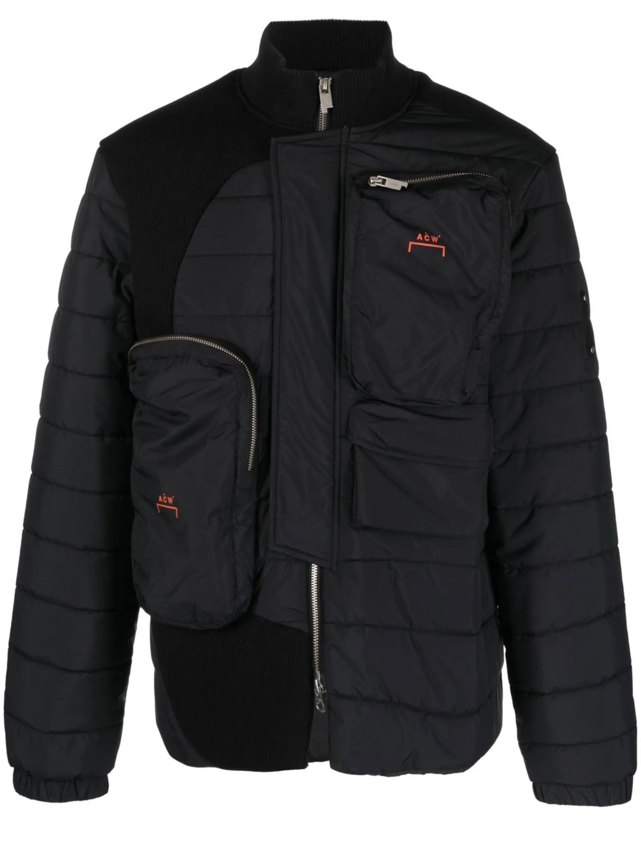 logo-print asymmetric padded jacket