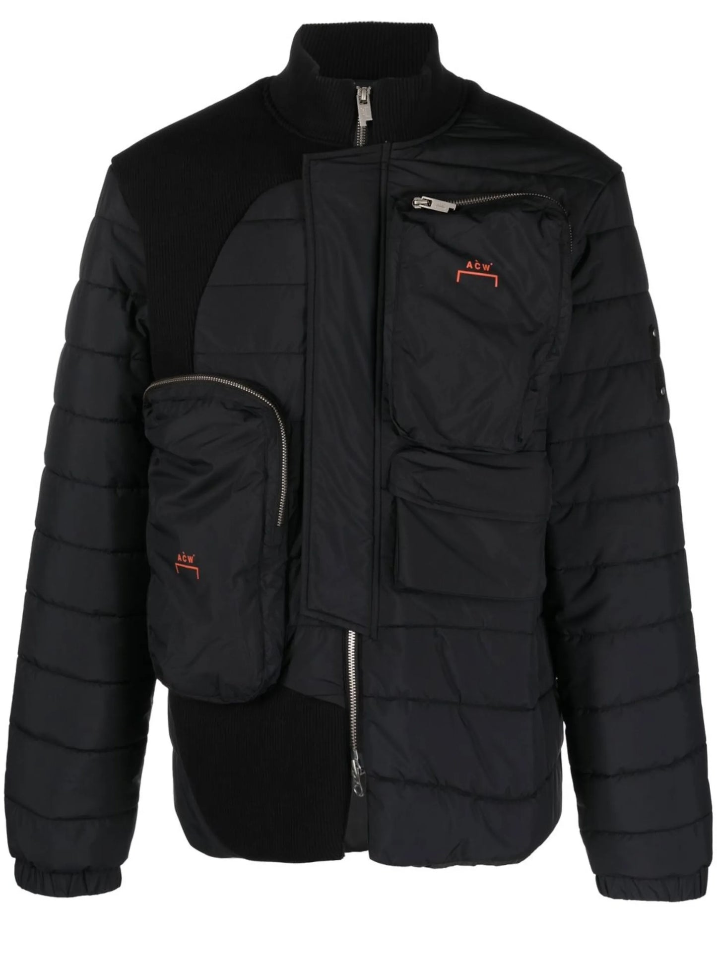 logo-print asymmetric padded jacket