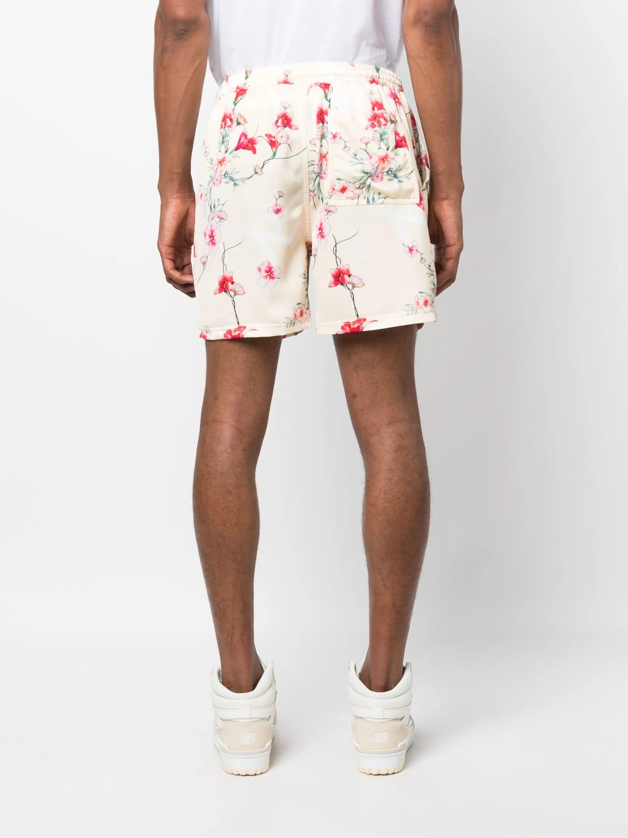 floral-print track shorts