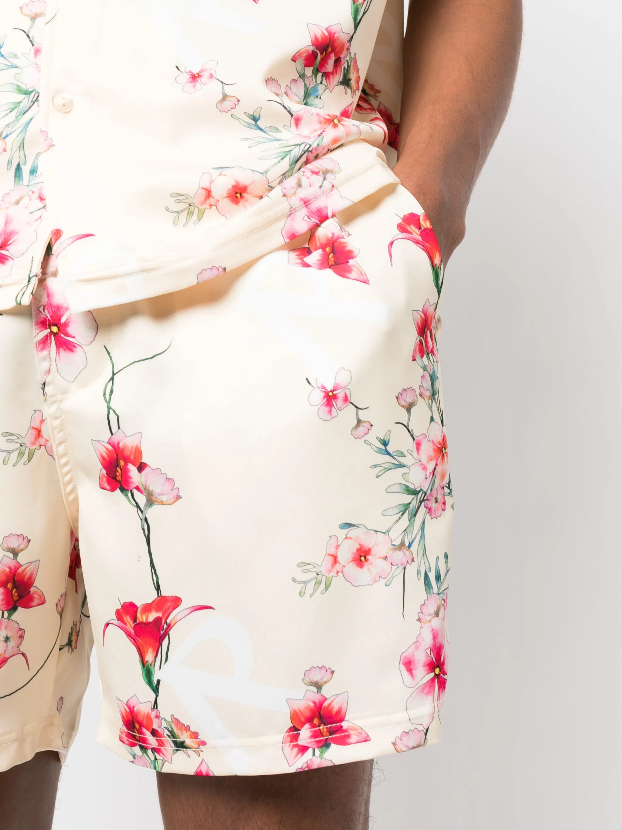 floral-print track shorts