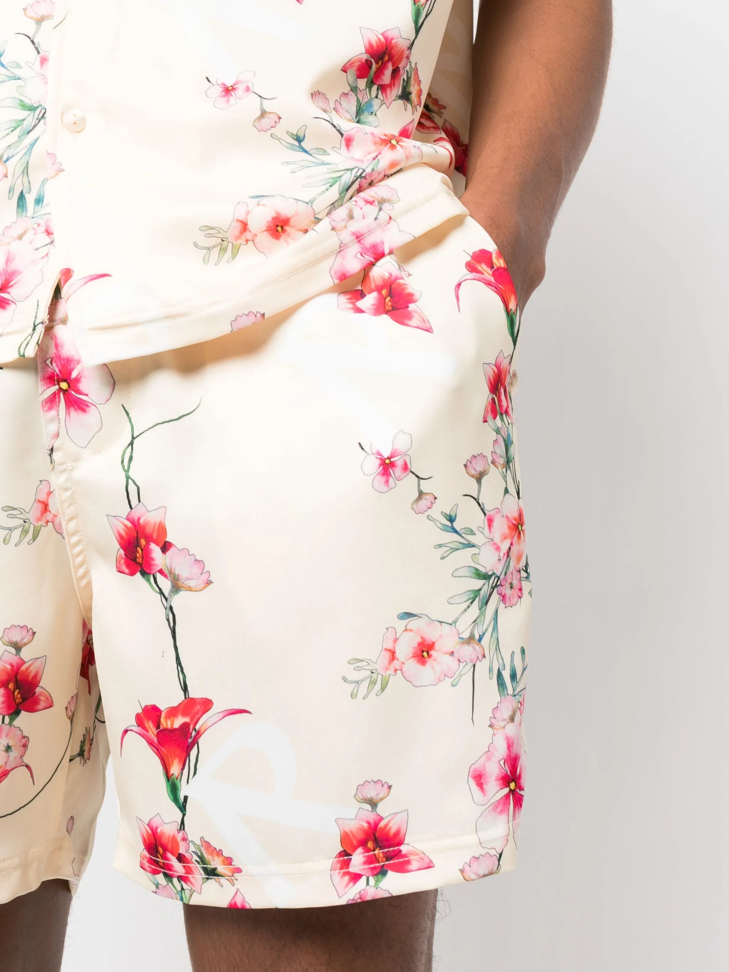 floral-print track shorts