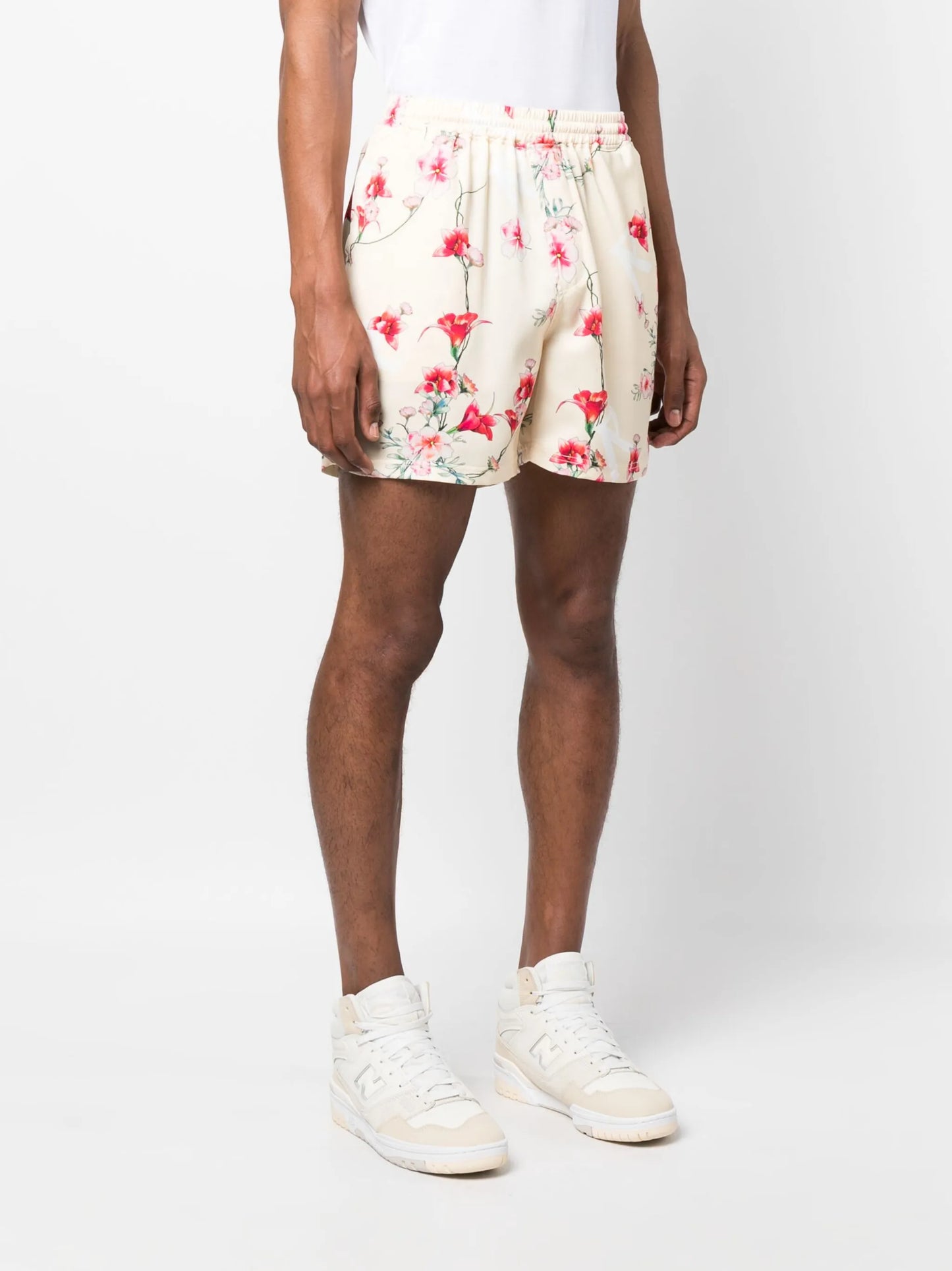 floral-print track shorts