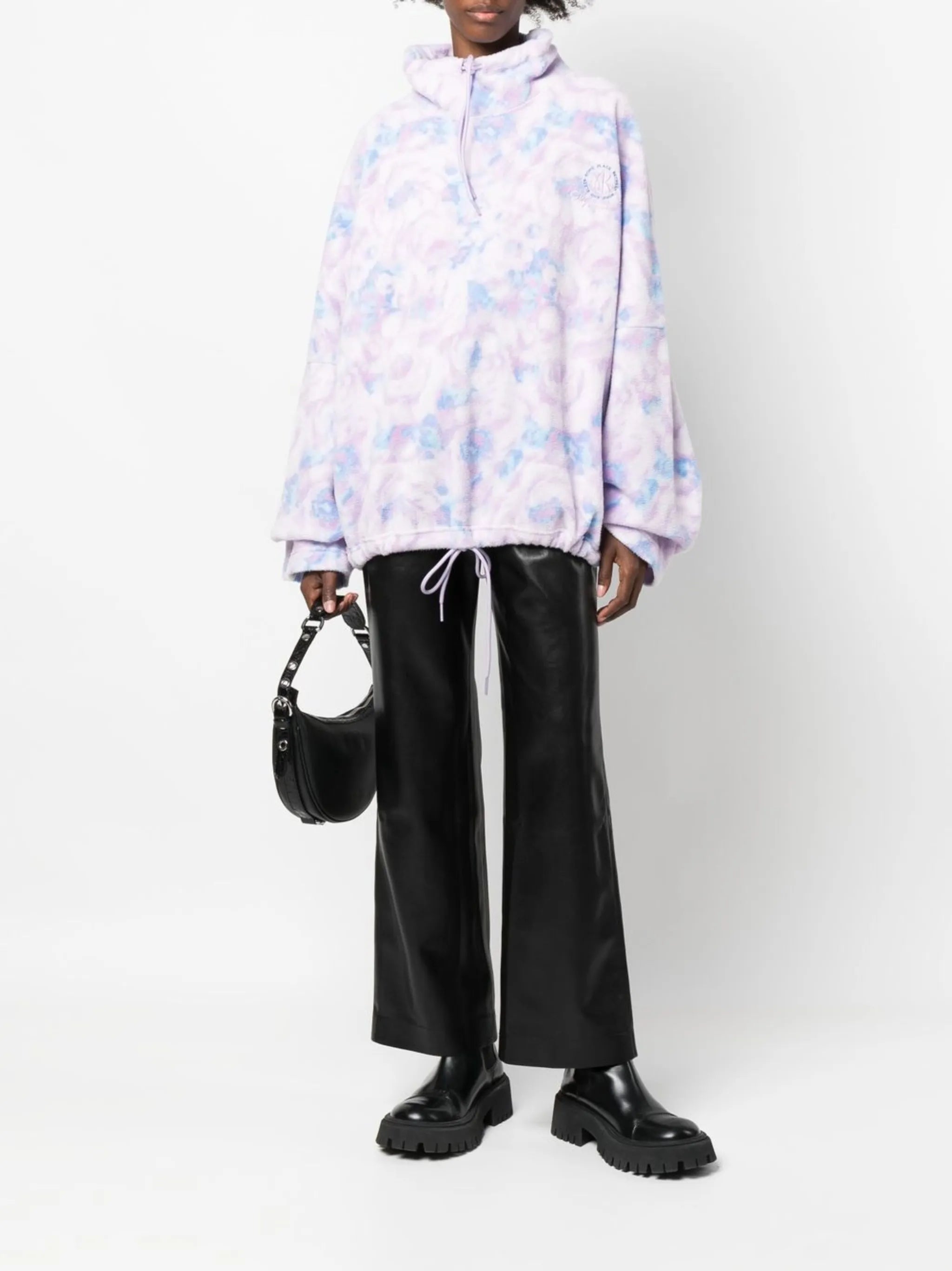 floral-print fleece jumper