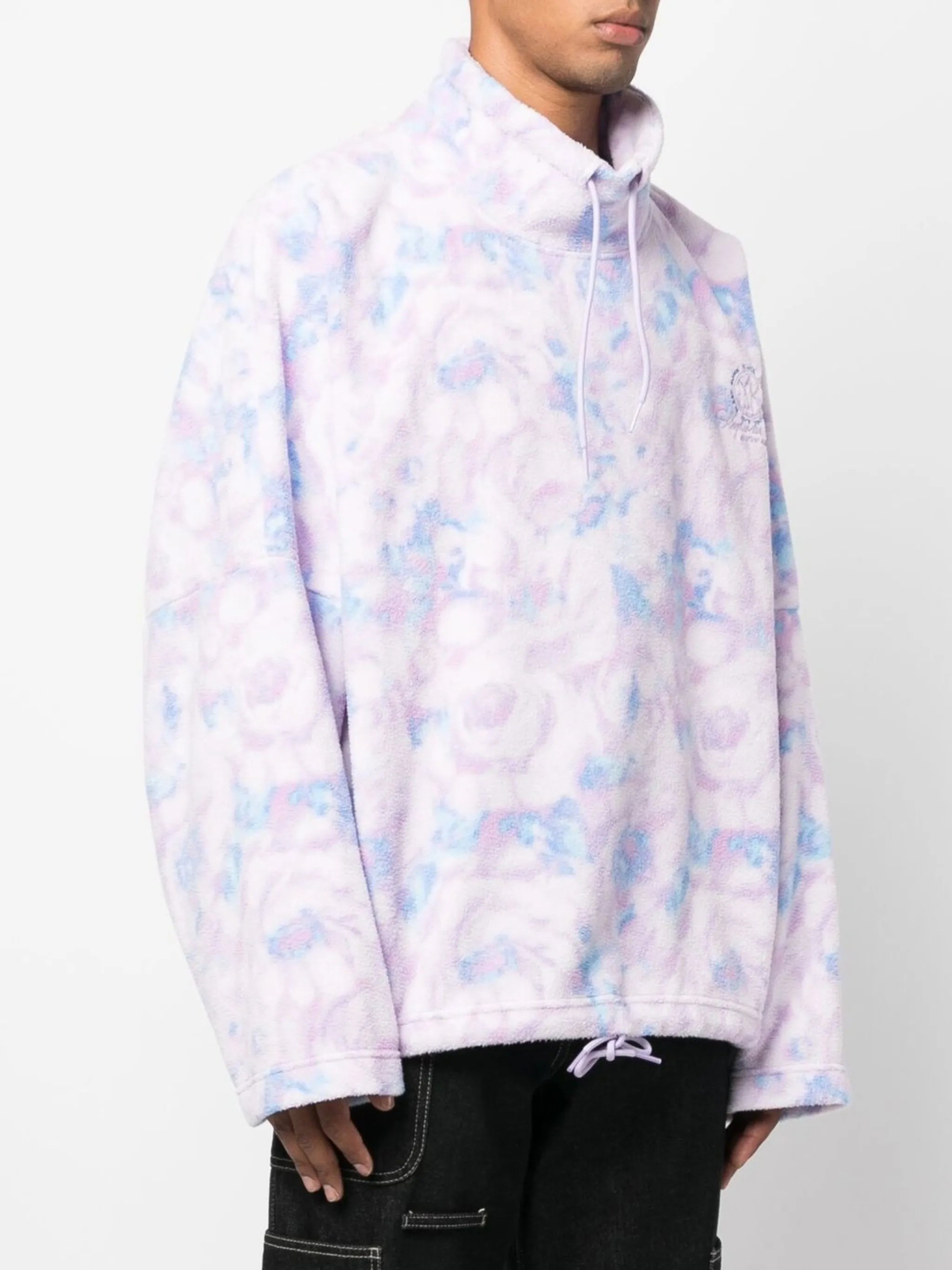floral-print fleece jumper