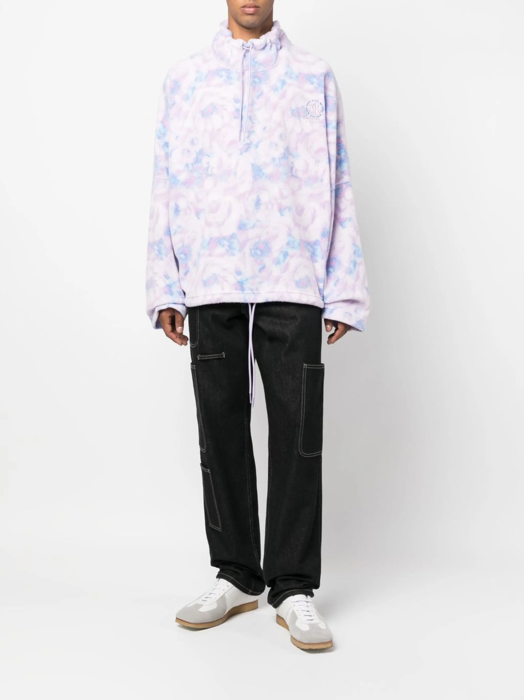 floral-print fleece jumper