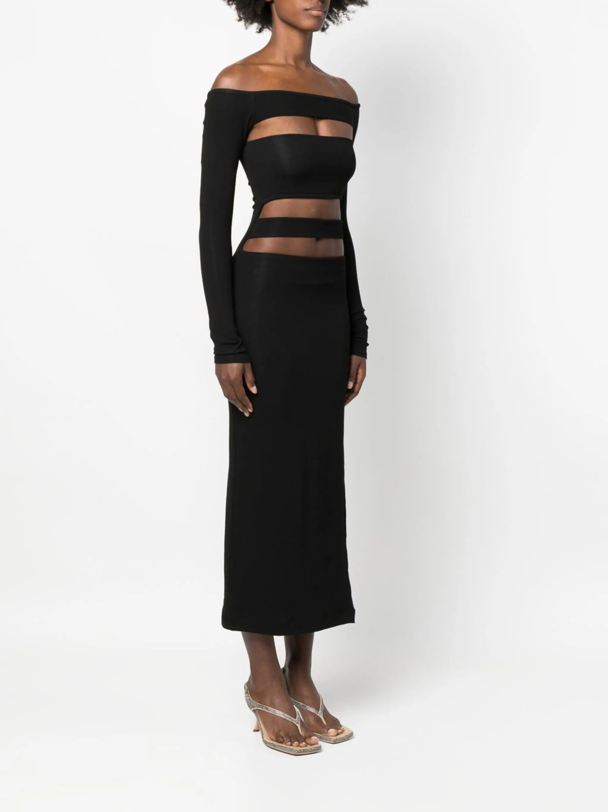 off-shoulder bandage dress