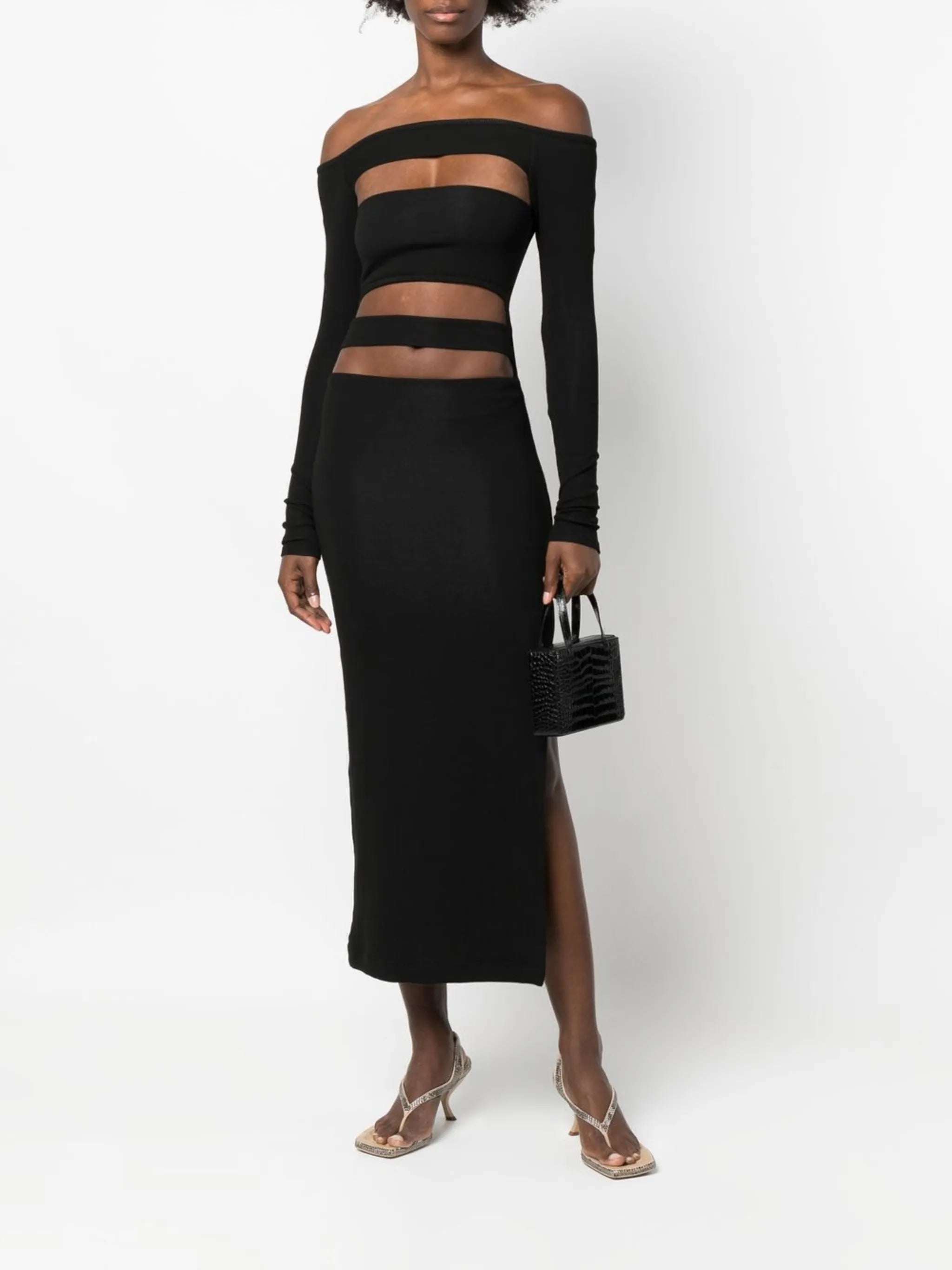 off-shoulder bandage dress