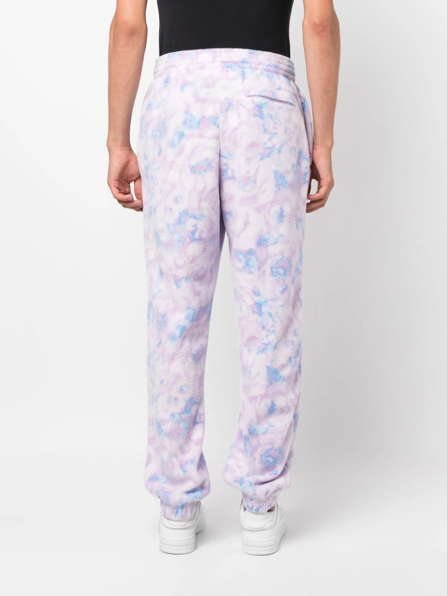 textured floral-print track pants