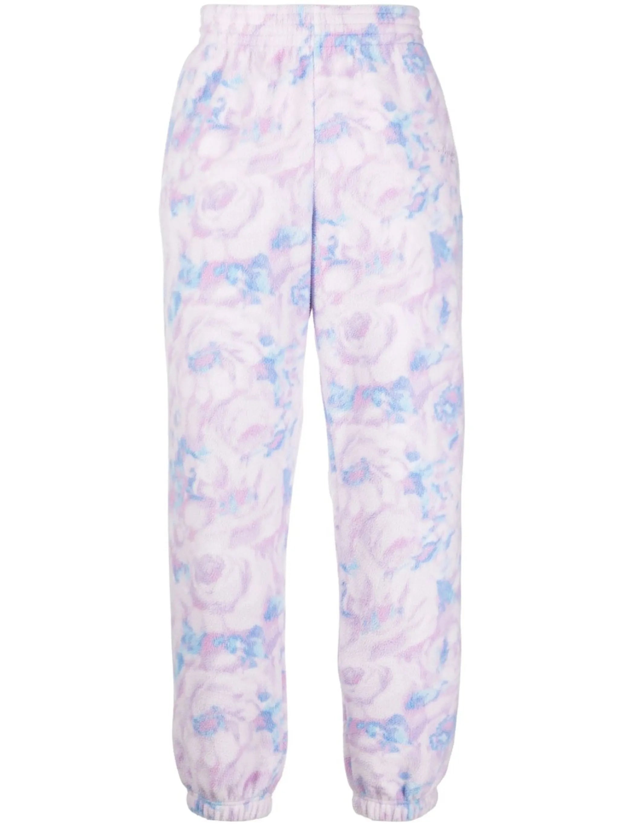 textured floral-print track pants