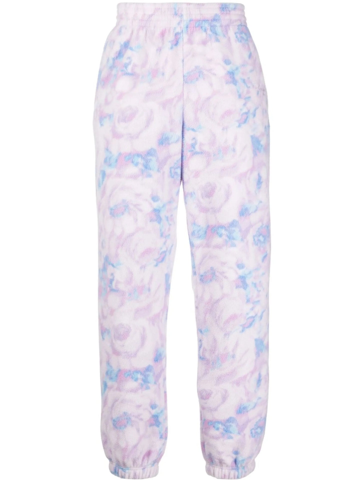 textured floral-print track pants