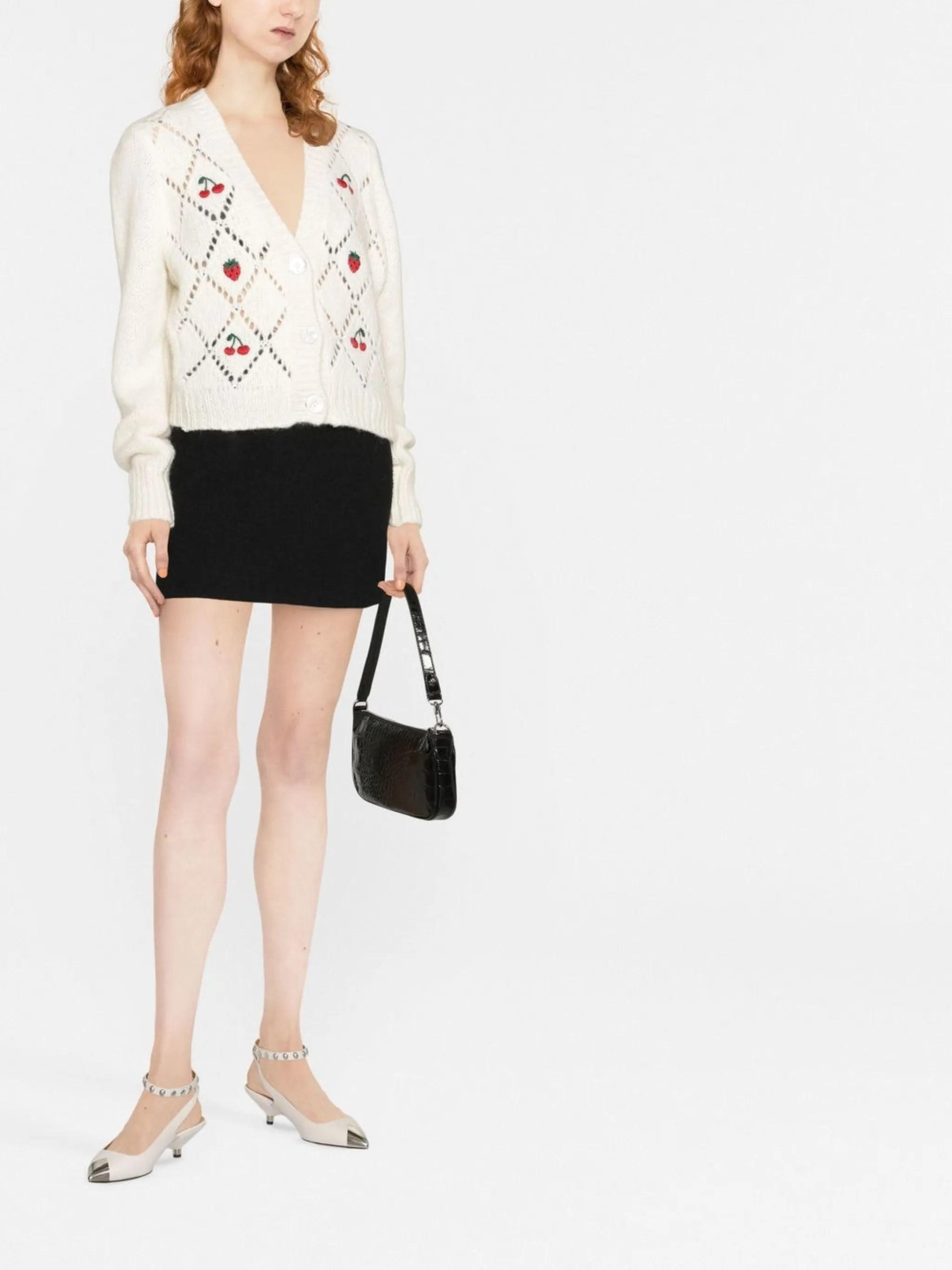 V-neck button-fastening cardigan