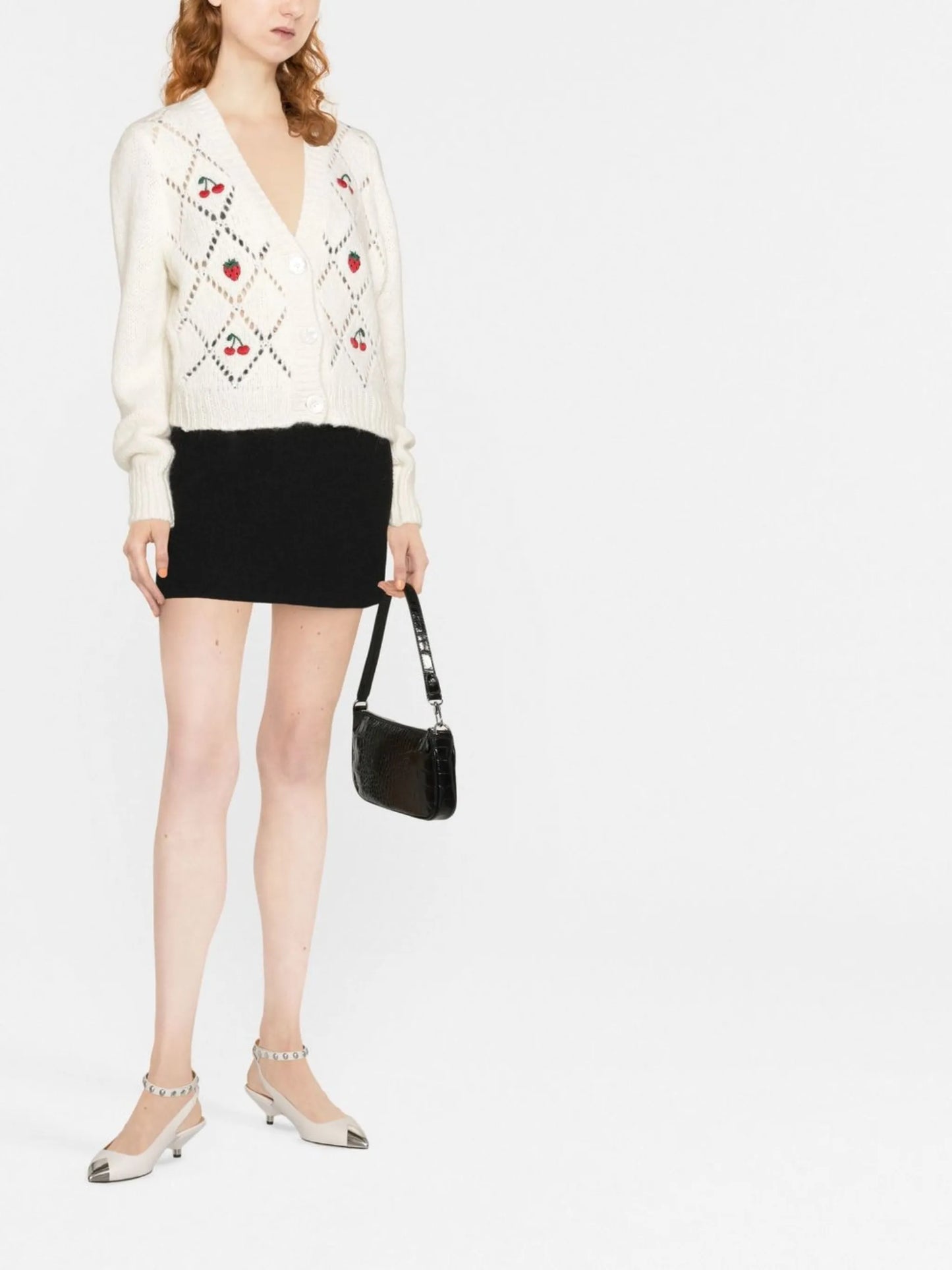 V-neck button-fastening cardigan