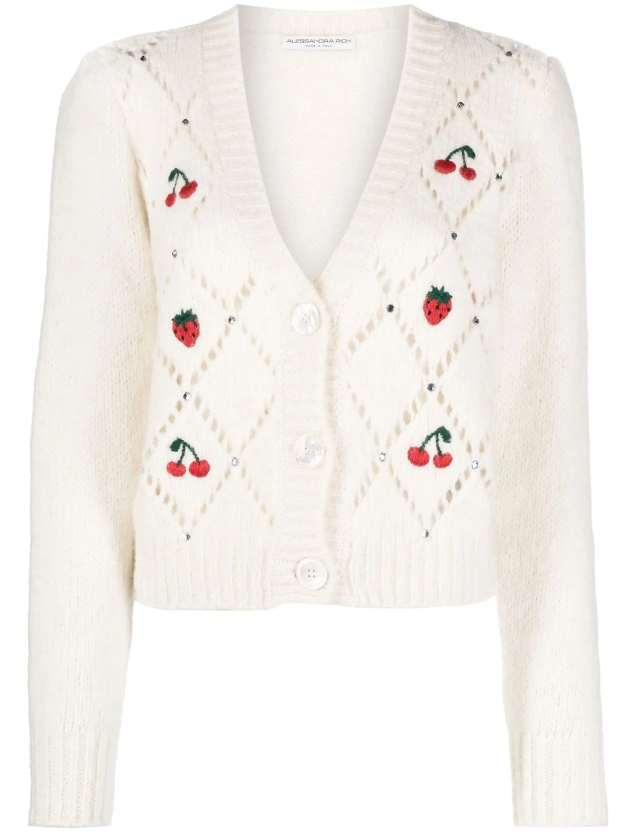 V-neck button-fastening cardigan
