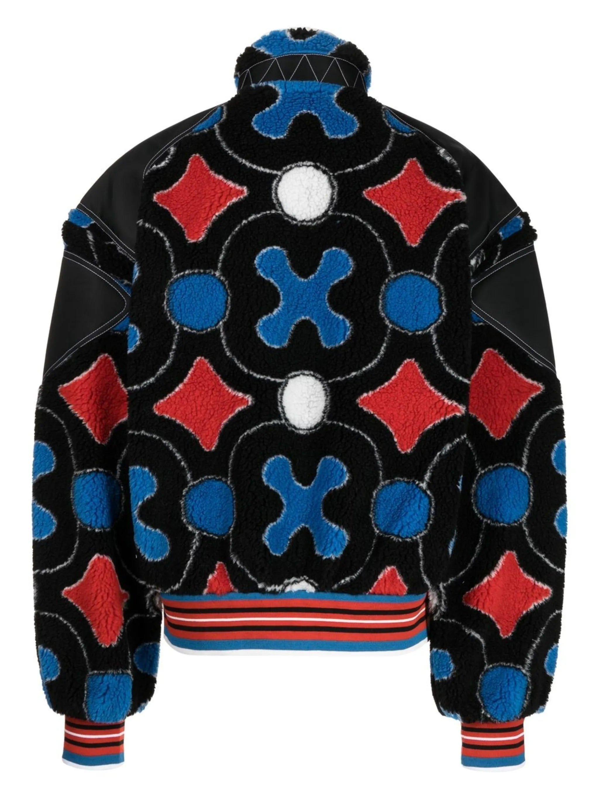 Patch fleece bomber jacket