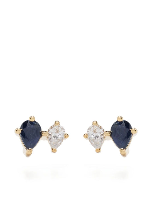 14kt yellow gold Premier Amigos sapphire and diamond earrings