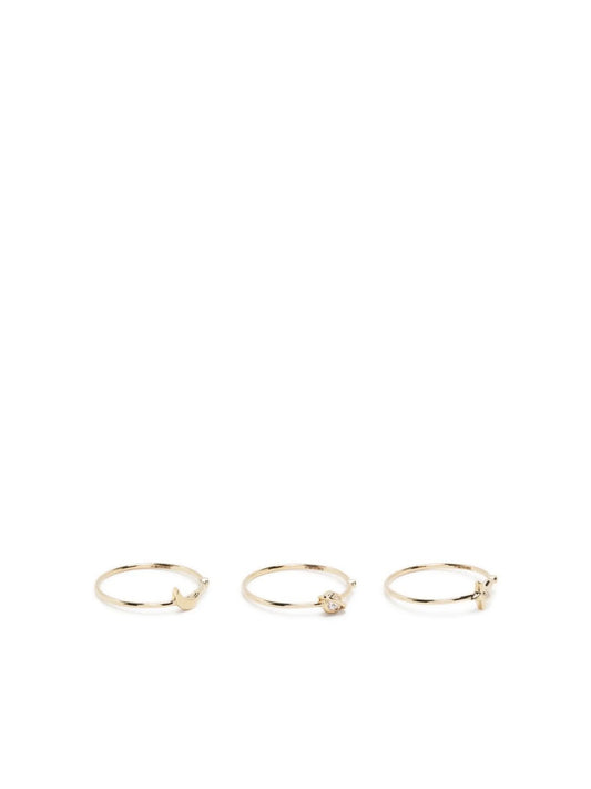 14kt yellow gold Far Out 3-Stack diamond rings