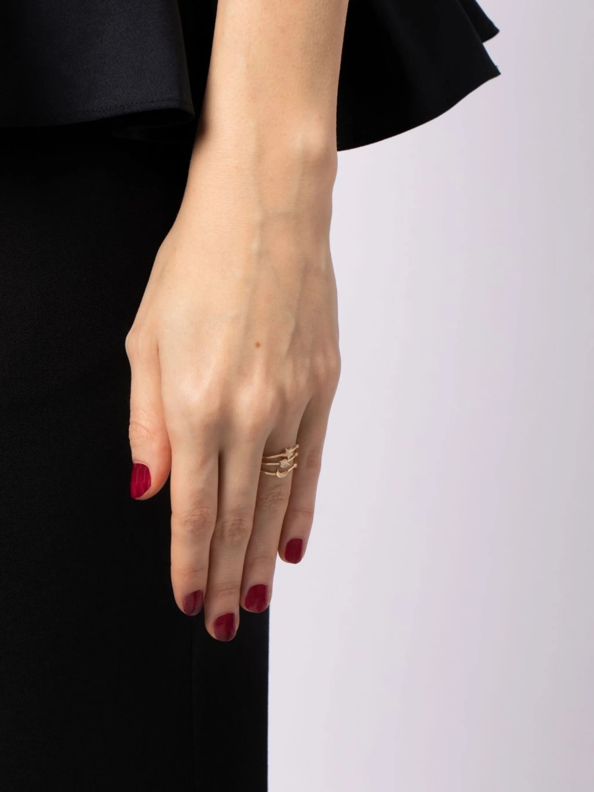 14kt yellow gold Far Out 3-Stack diamond rings